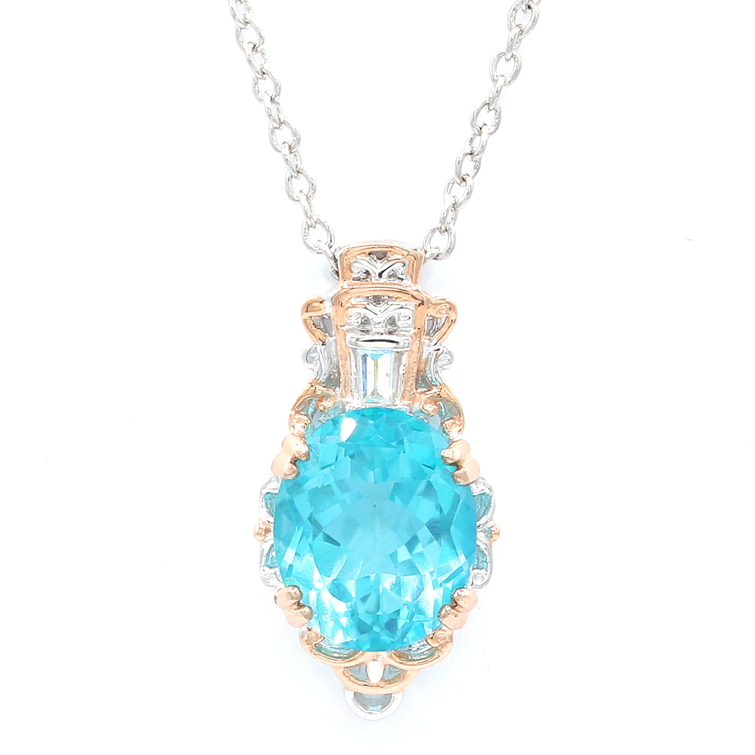 Gems en Vogue 5.06ctw Paraiba Topaz & Diamond Pendant