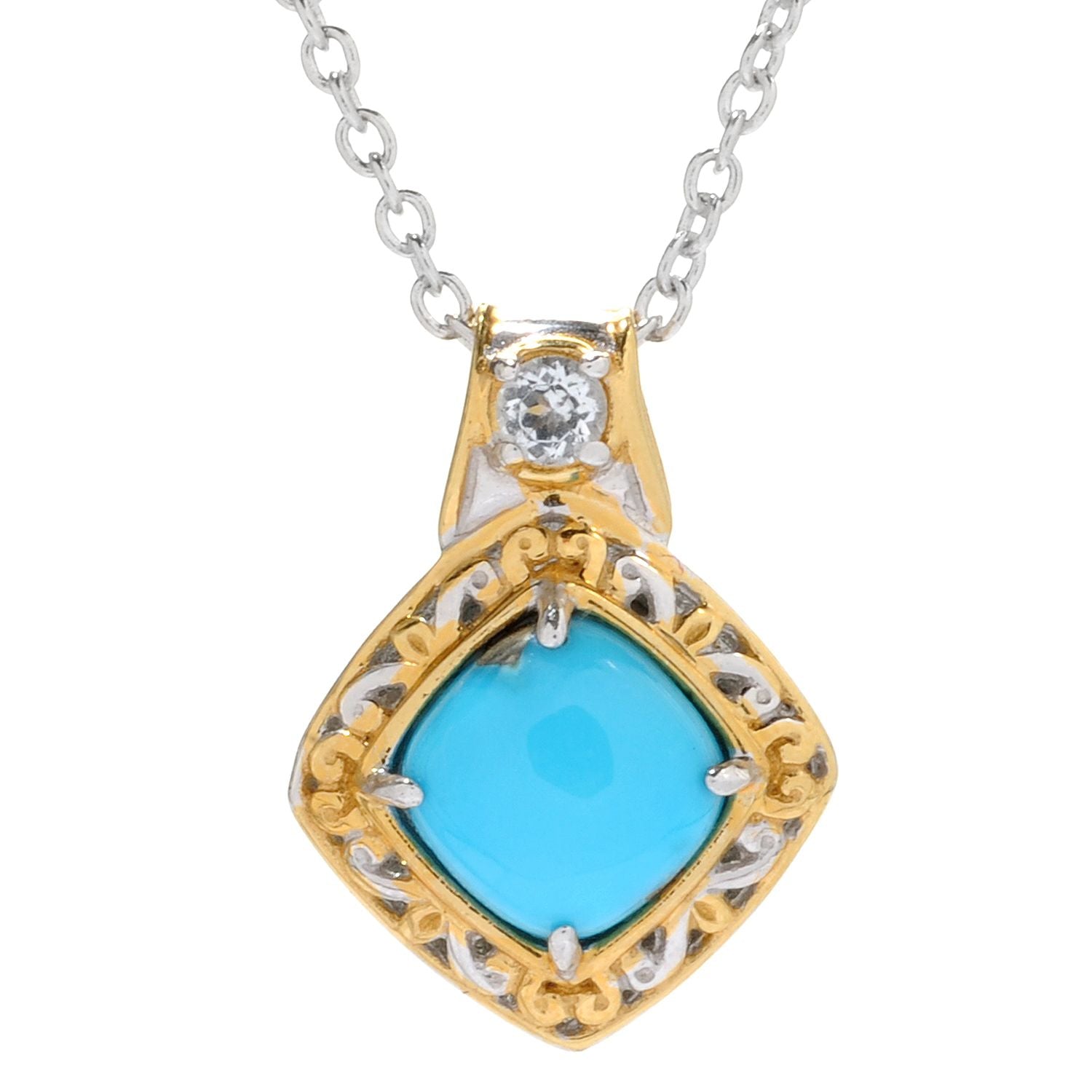 Gems en Vogue Kingman Turquoise & White Topaz Pendant