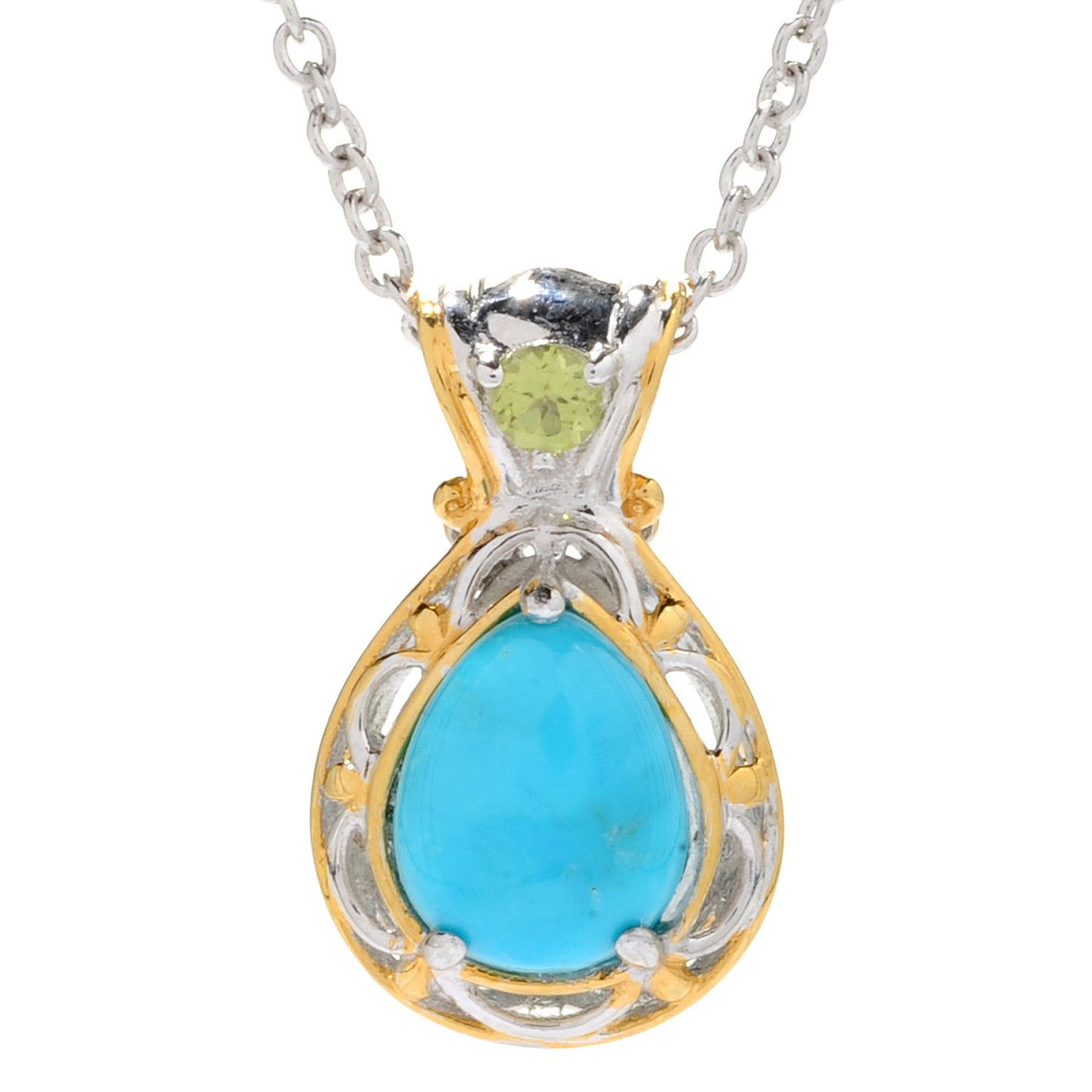 Gems en Vogue 24K Palladium Silver Kingman Turquoise & Peridot Pendant