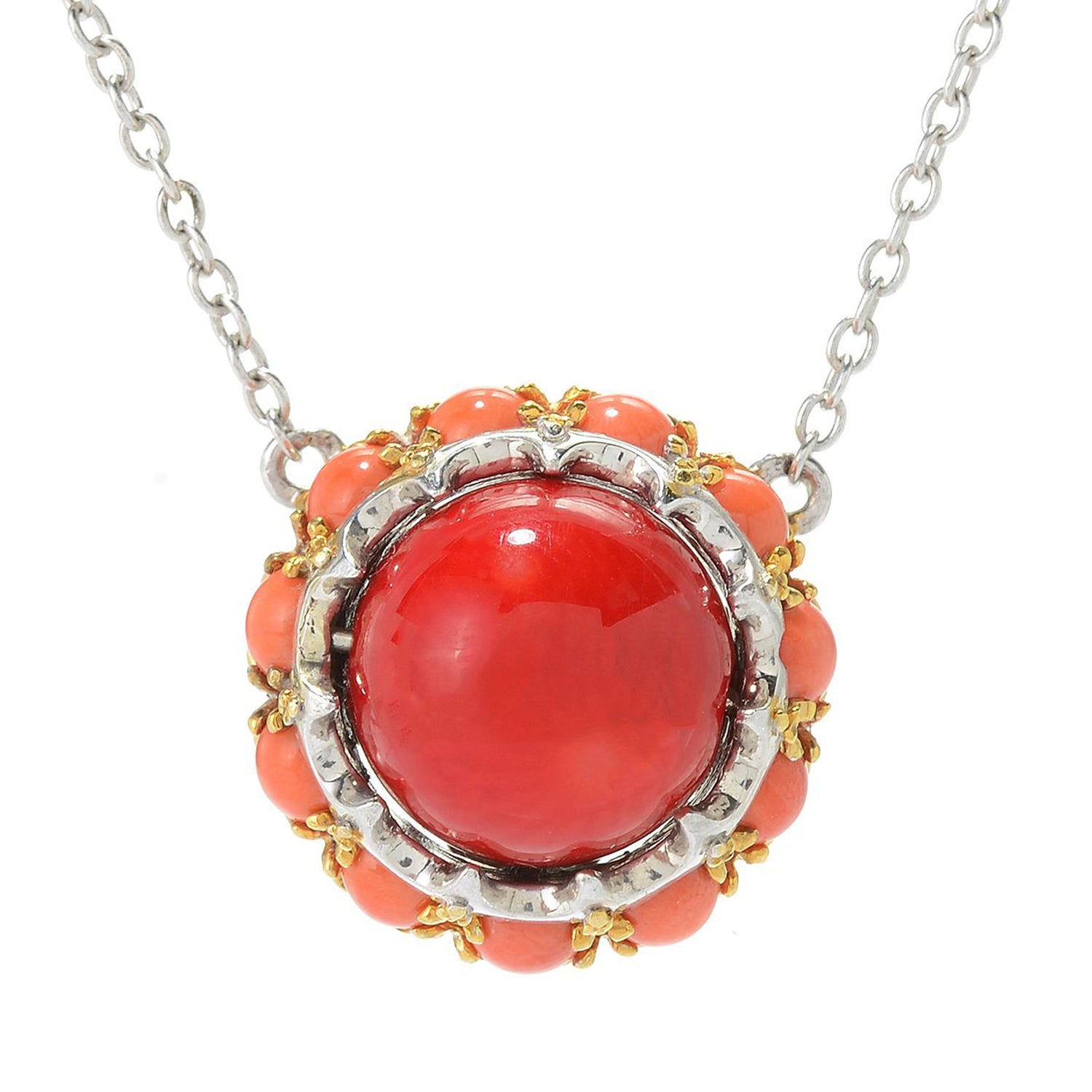 Gems en Vogue Red Coral & Salmon Coral Pendant