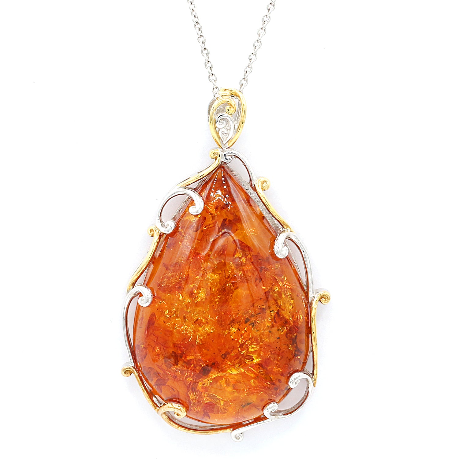 Gems en Vogue Pearshaped Amber Pendant