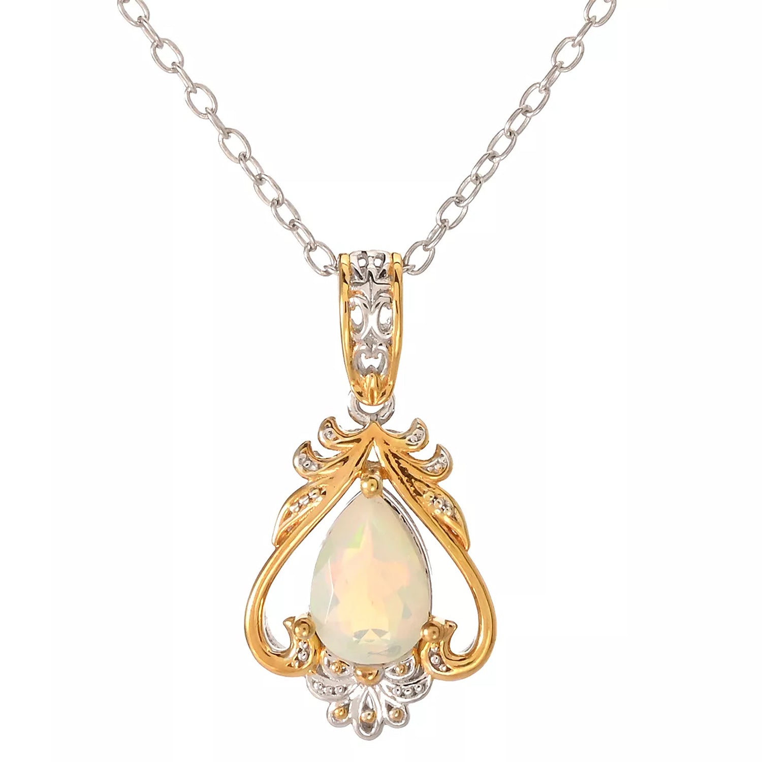 Gems en Vogue 1.25ctw Pear Shape Ethiopian Opal Pendant