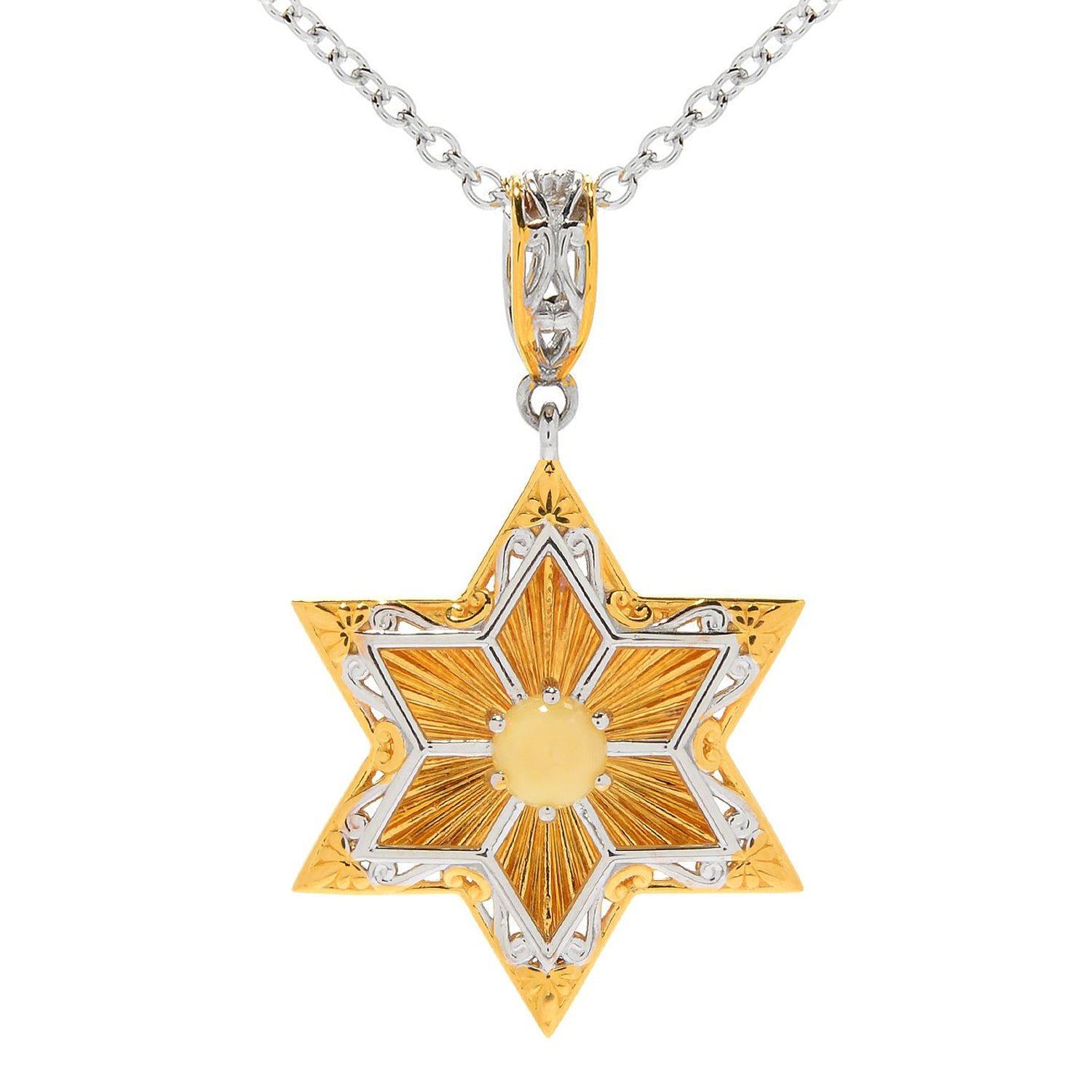 Gems en Vogue Birthstone Star of David & Prayer Pendant