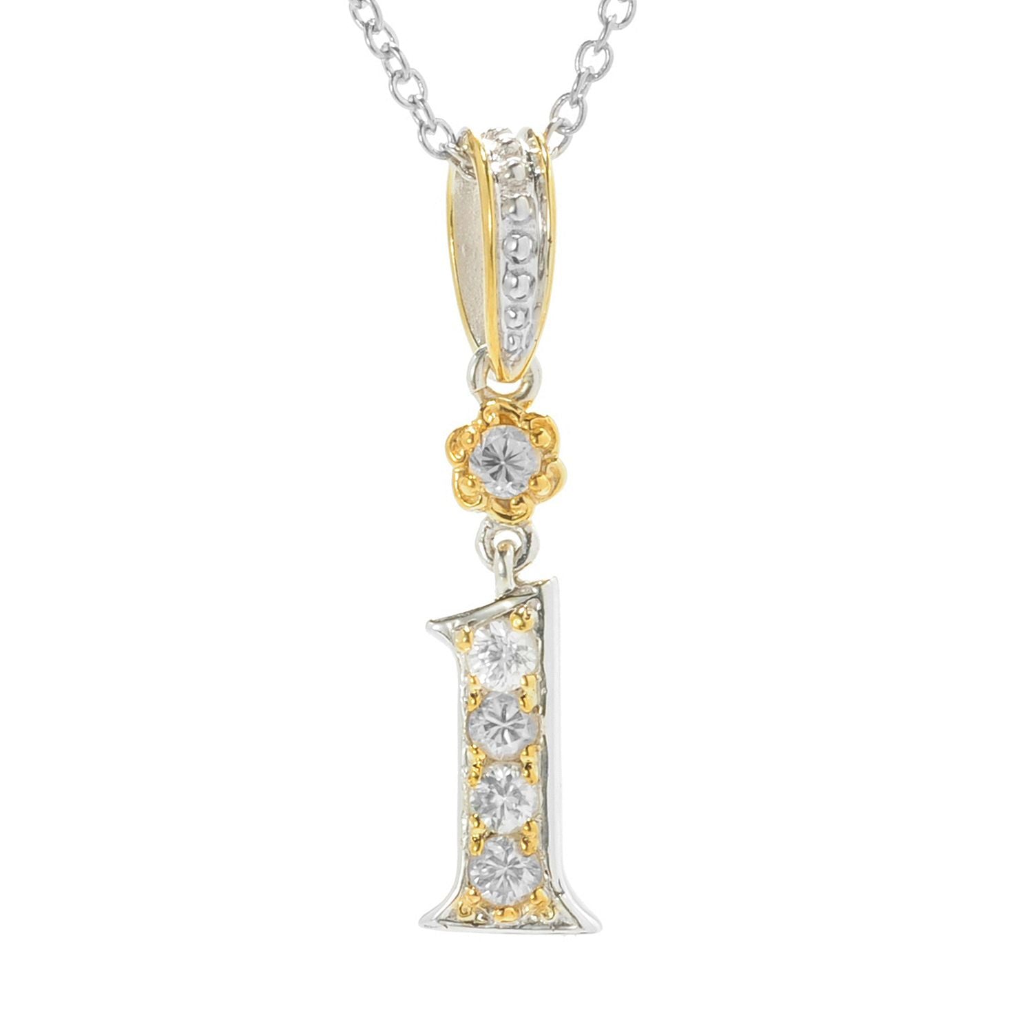 Gems en Vogue Choice of Initial 0.85ctw White Zircon 5-Stone Initial Pendant
