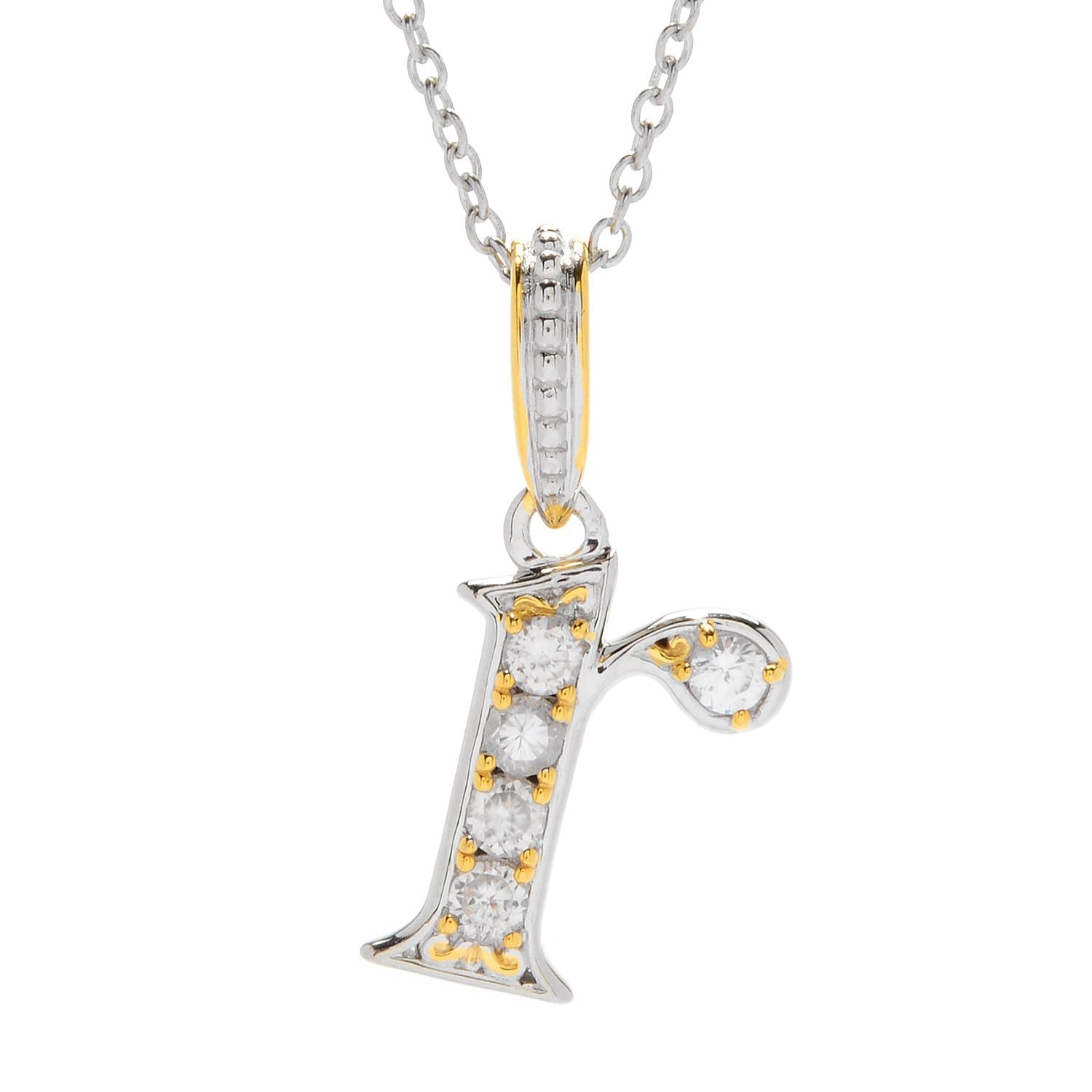 Gems en Vogue Choice of Initial 0.85ctw White Zircon 5-Stone Initial Pendant