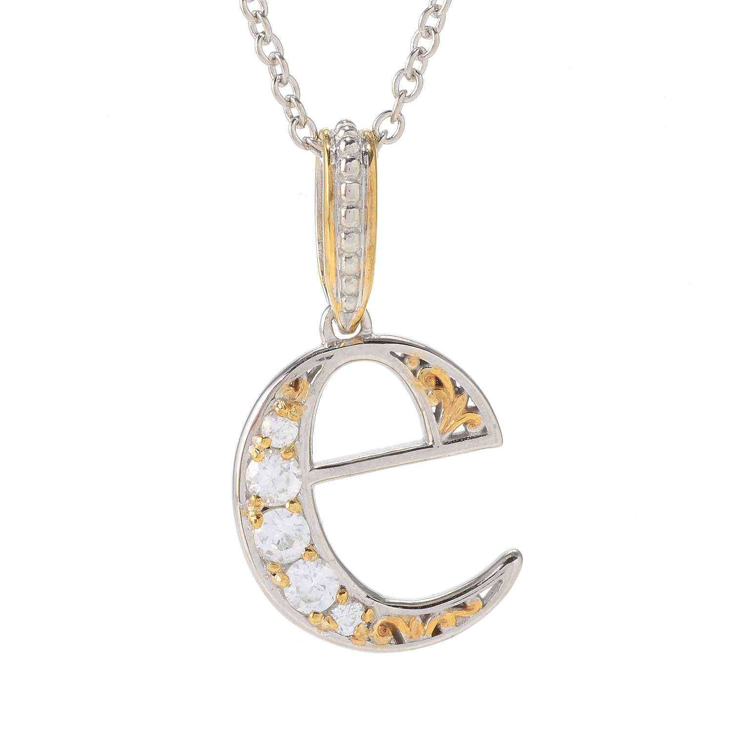 Gems en Vogue Choice of Initial 0.85ctw White Zircon 5-Stone Initial Pendant