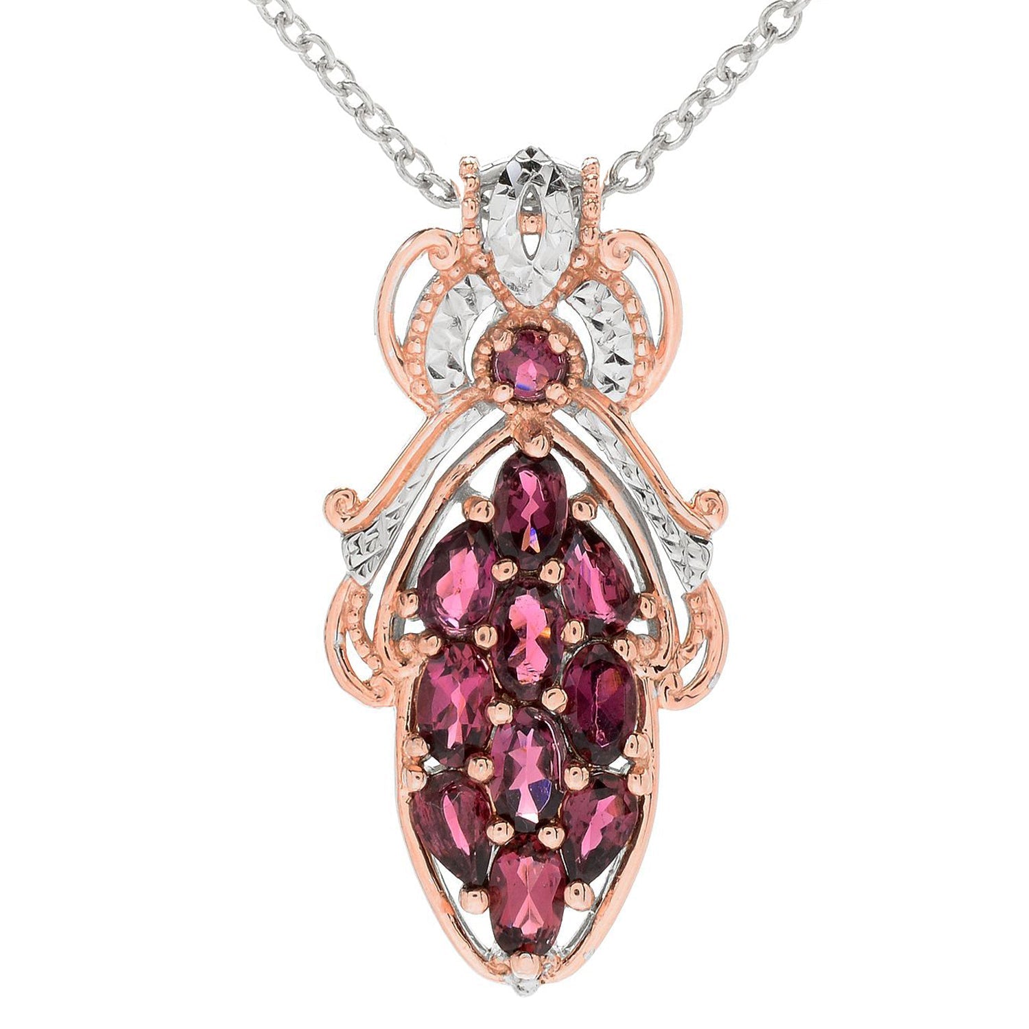 Gems en Vogue 2.46ctw Pink Tourmaline Diamond Cut Pendant