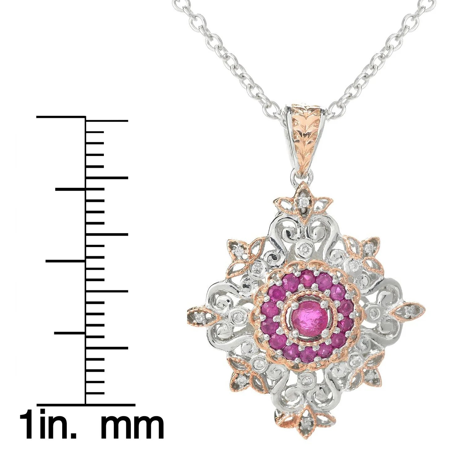 Gems en Vogue Precious Gemstone & Diamond Halo Pendant