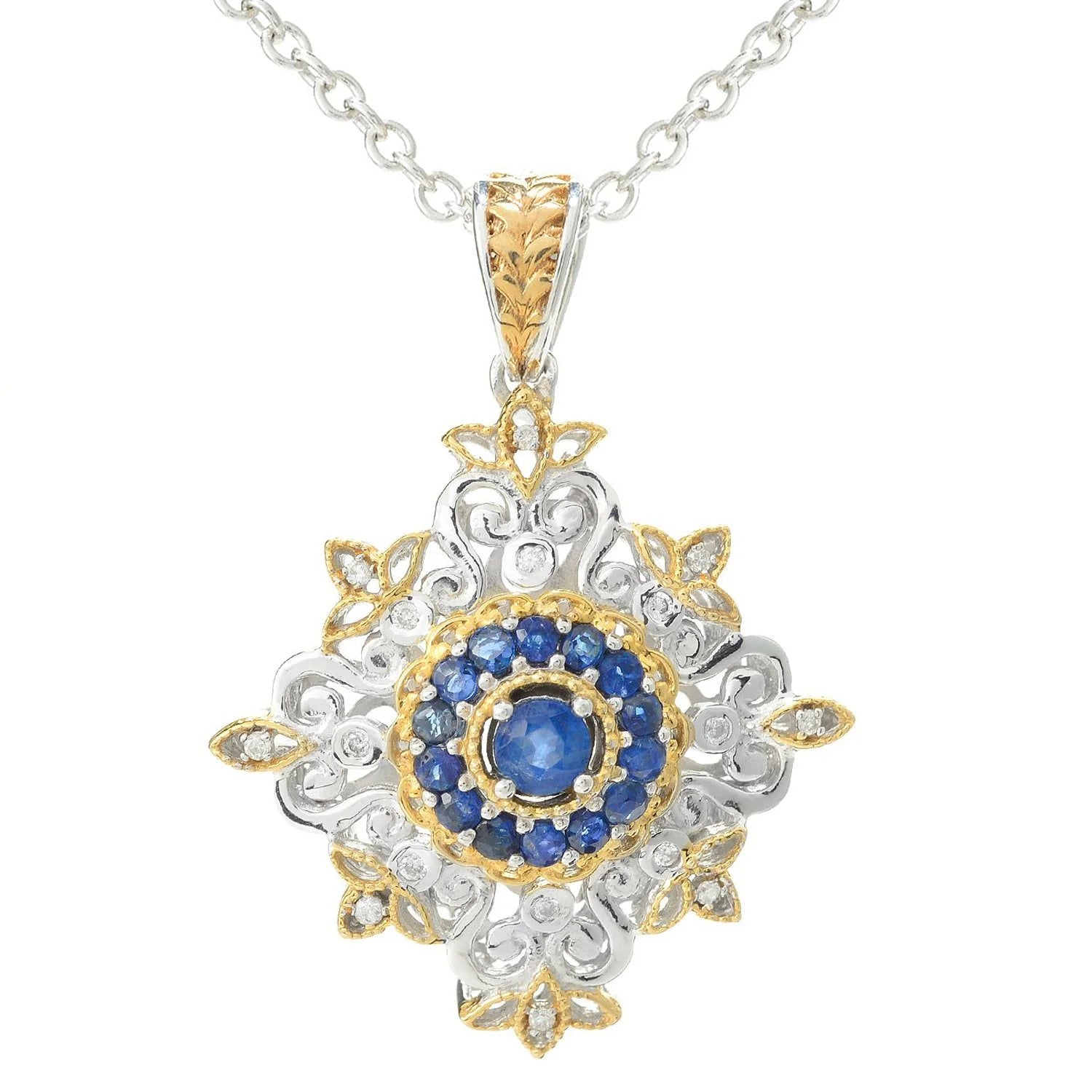 Gems en Vogue Precious Gemstone & Diamond Halo Pendant