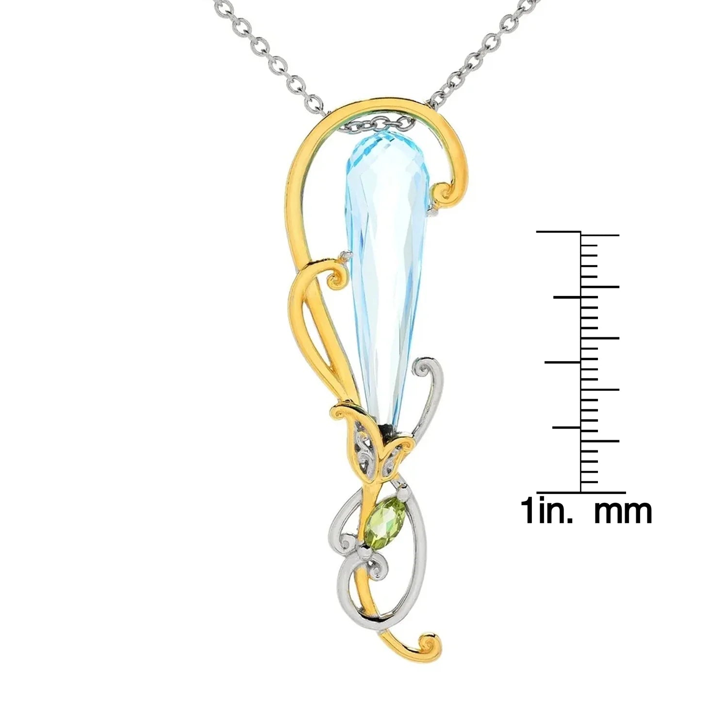 Gems en Vogue 17.31ctw Blue Topaz Briolette & Peridot Pendant