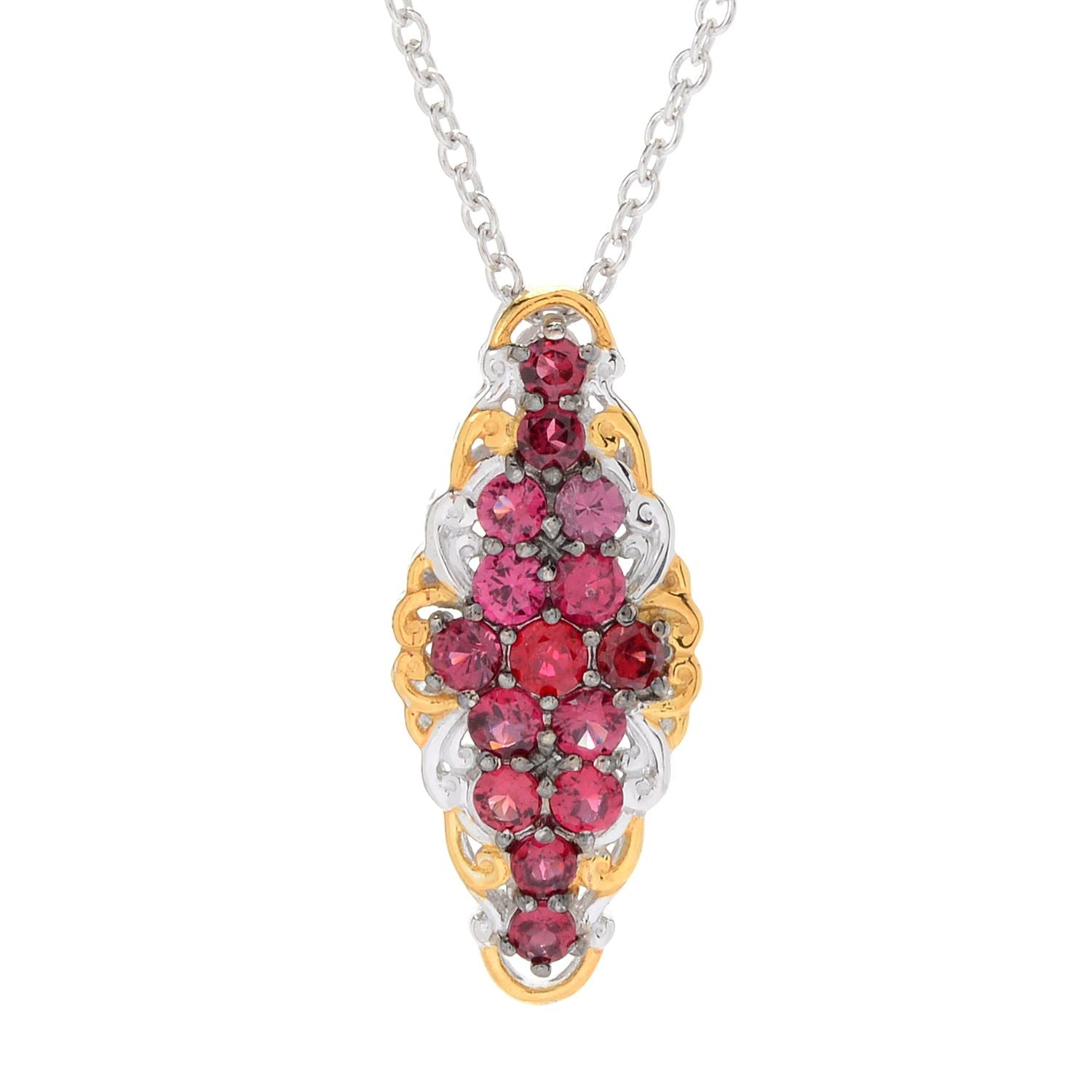 Gems en Vogue 1.61ctw Red Spinel Cluster Pendant