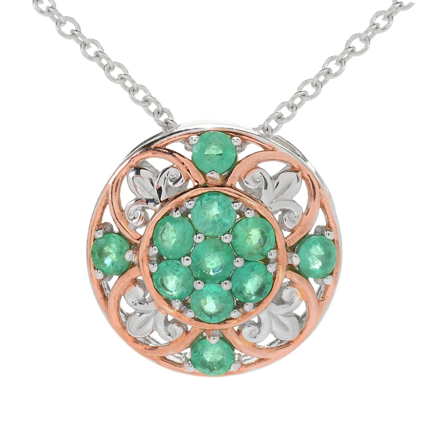 Gems en Vogue 1.10ctw Grizzly Emerald Cluster Pendant