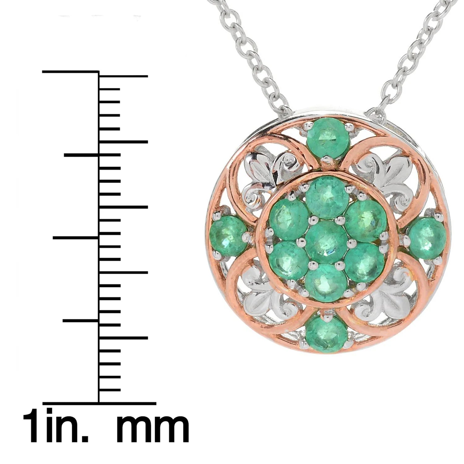 Gems en Vogue 1.10ctw Grizzly Emerald Cluster Pendant