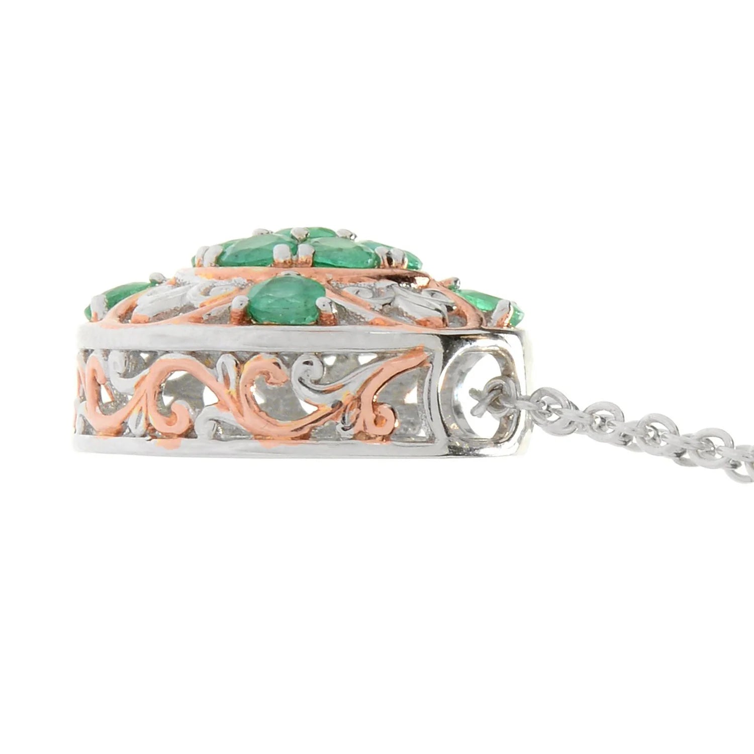 Gems en Vogue 1.10ctw Grizzly Emerald Cluster Pendant