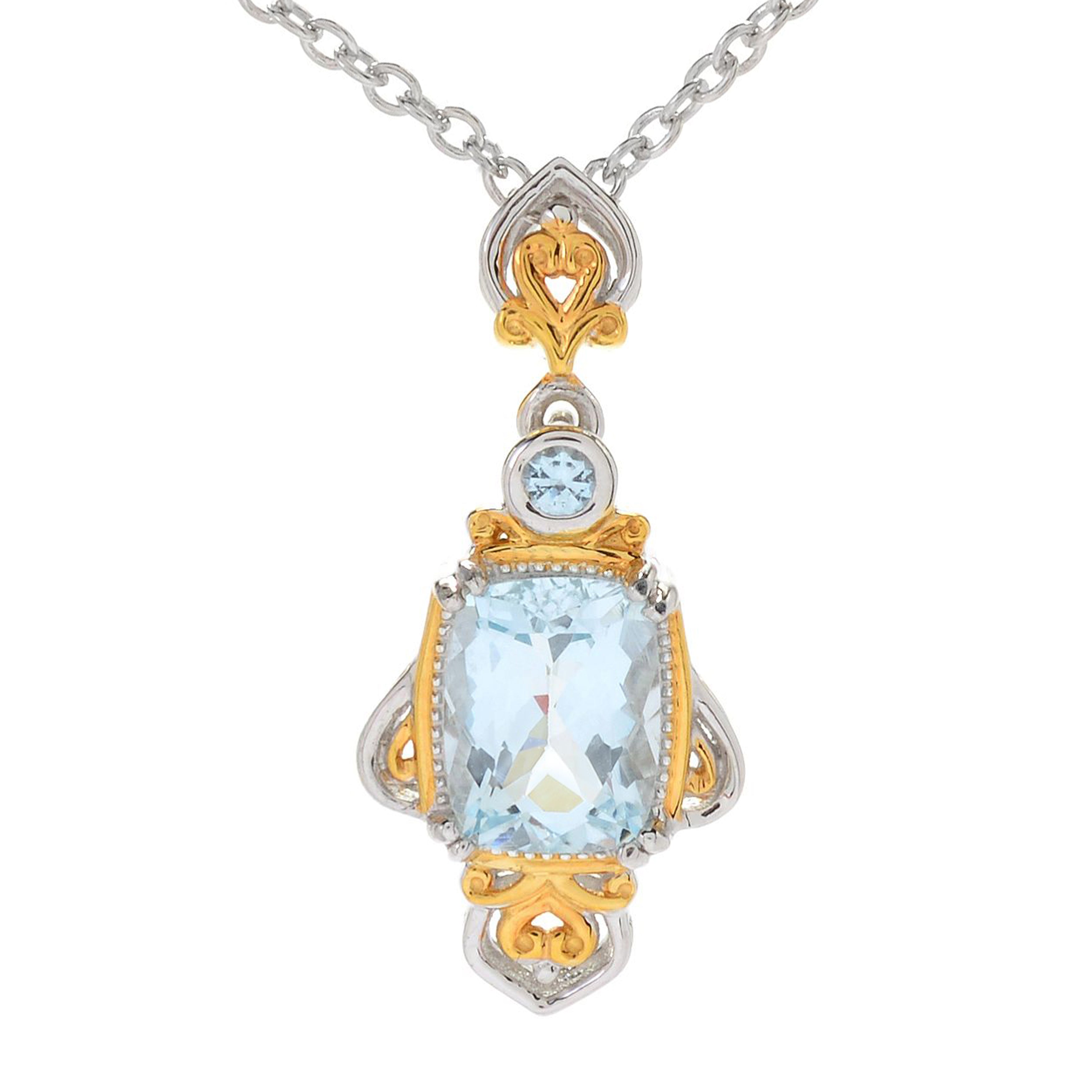 Gems en Vogue 2.10ctw Aquamarine & Sky Blue Topaz Pendant
