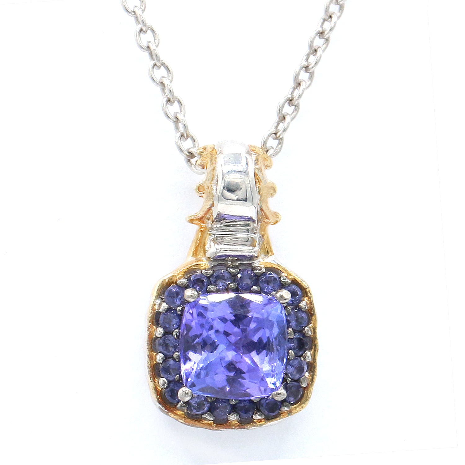 Gems en Vogue 1.64ctw Tanzanite & Iolite Halo Pendant