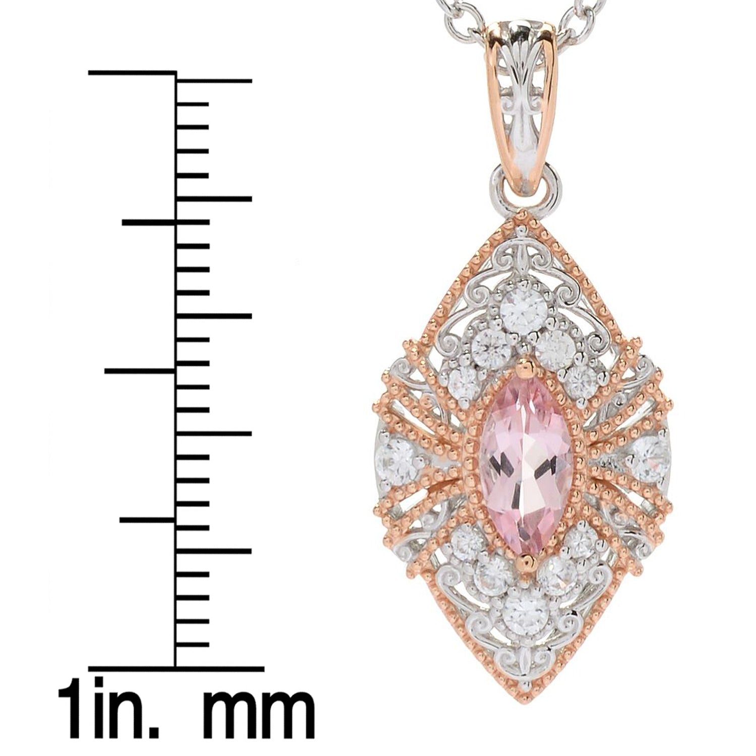 Gems en Vogue 0.96ctw Morganite & White Zircon Marquise Pendant