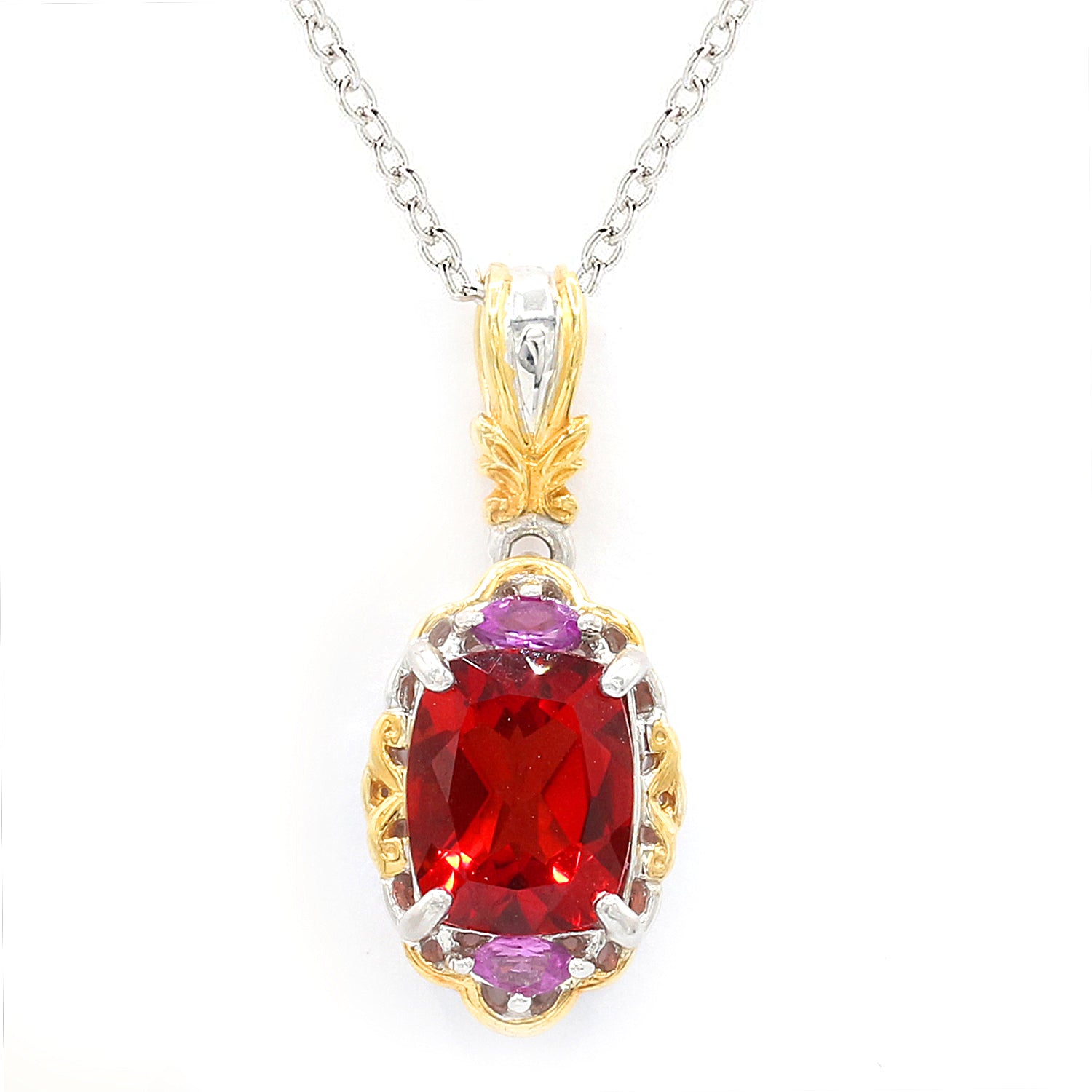 Gems en Vogue 4.20ctw Andesine & Purple Garnet Pendant