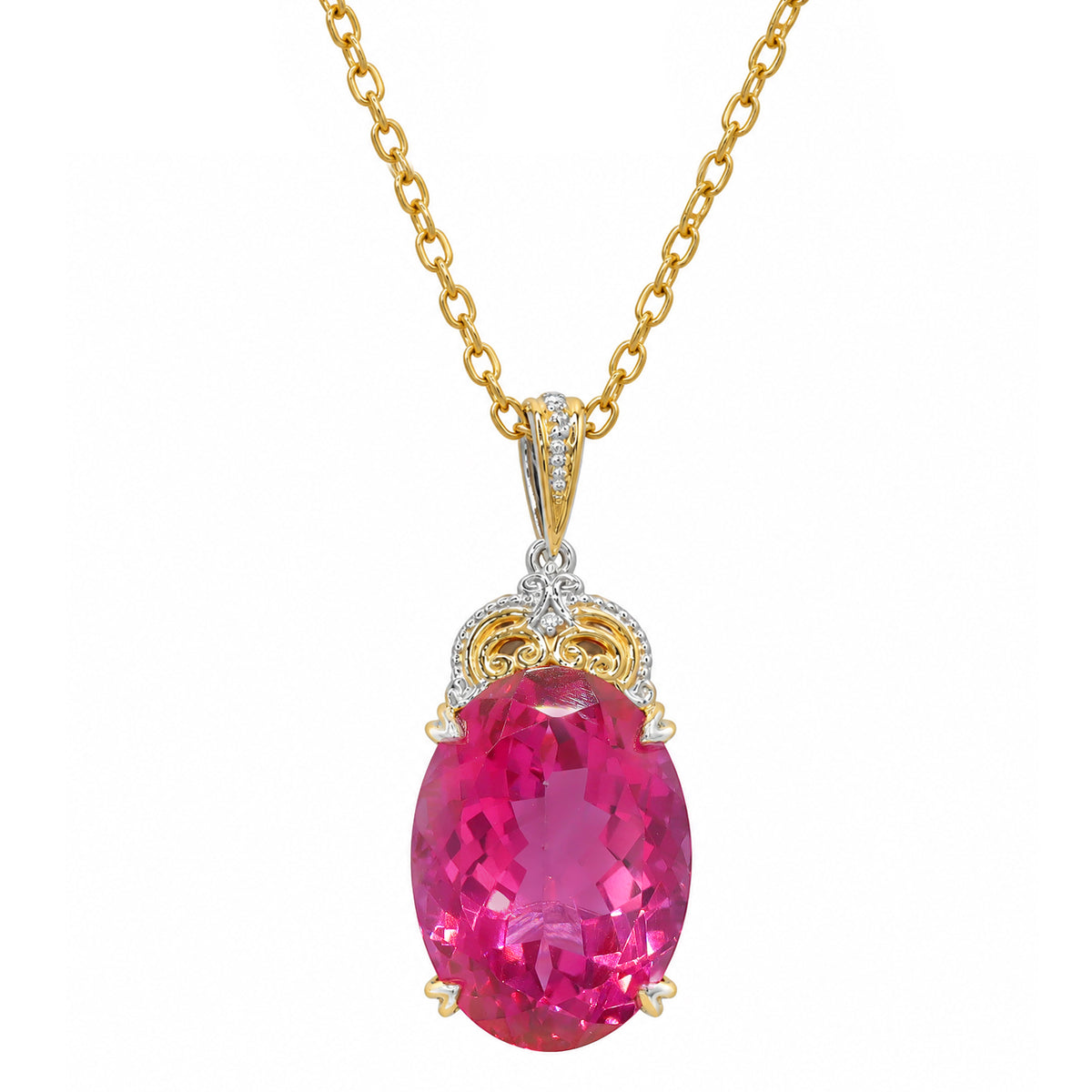 Gems en Vogue One-of-a-Kind 24K Palladium Silver 16.05ctw Pink Topaz Pendant