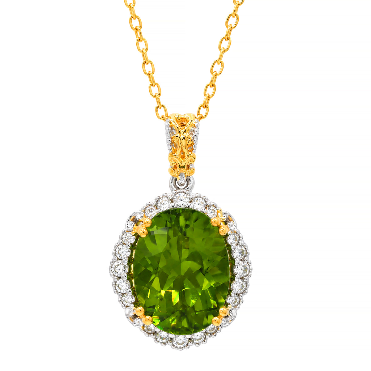 Gems en Vogue One-of-a-Kind 24K Palladium Silver 8.99ctw Peridot & White Zircon Honker Pendant