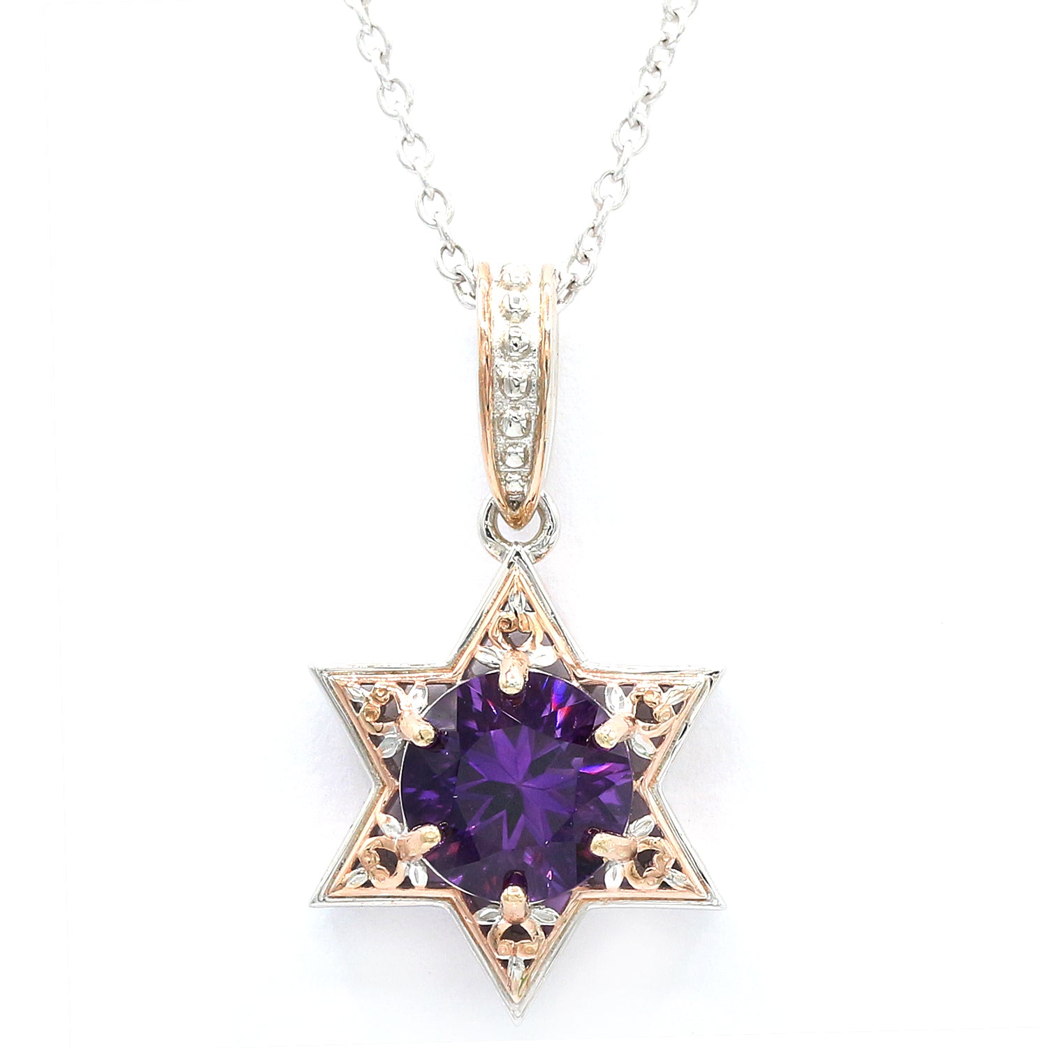 Gems en Vogue 3.40ctw Ametista Amethyst Star of David Pendant