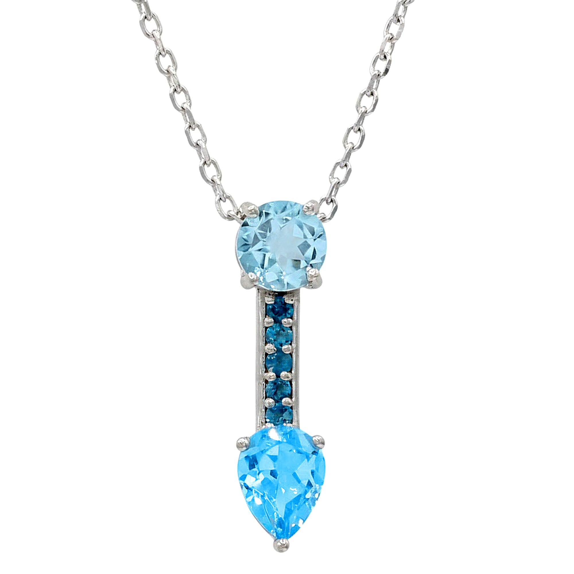 Hall of Jewels 3.36ctw Blue Topaz Shades of Blue Pendant