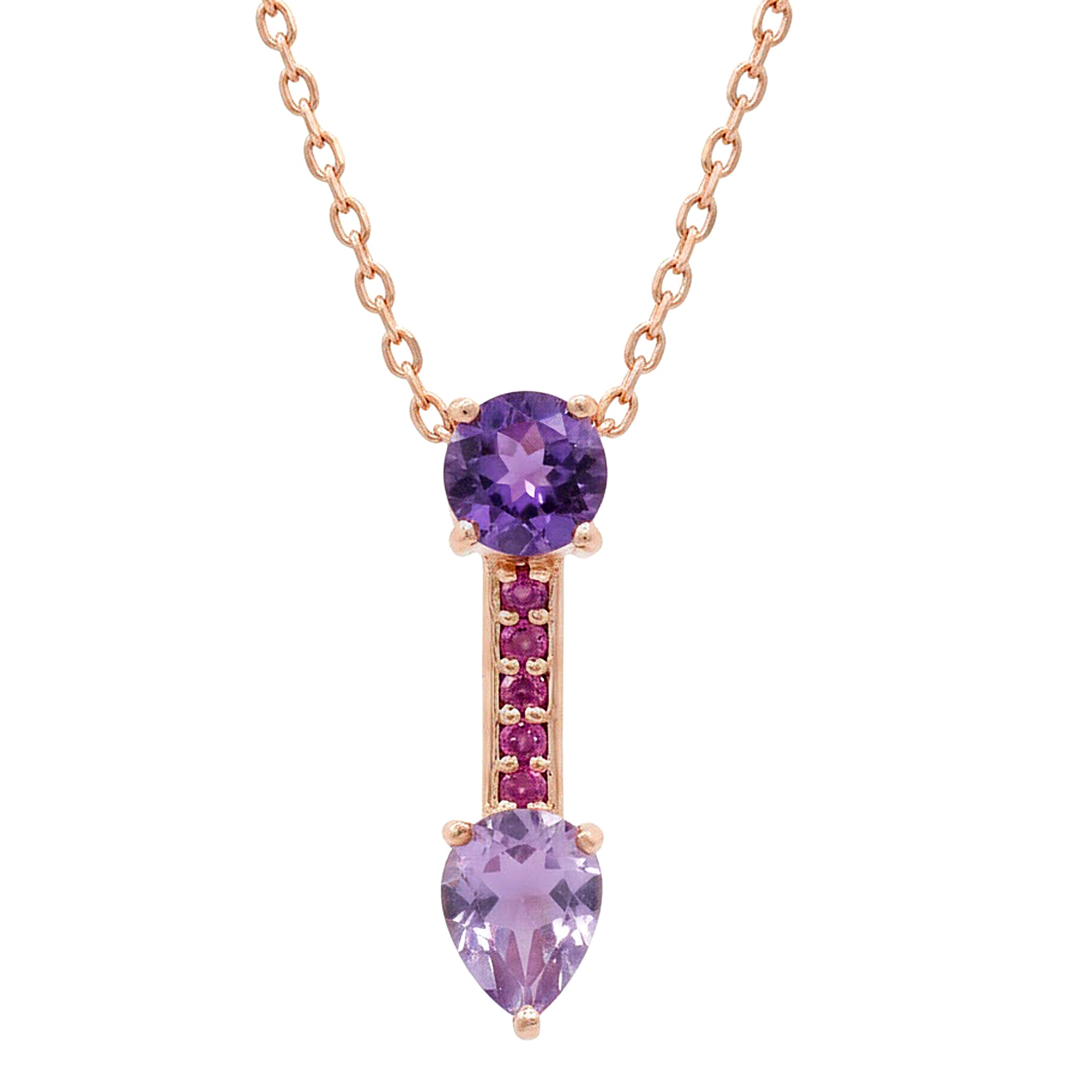 Hall of Jewels 3.55ctw African & Pink Amethyst with Rhodolite Shades of Purple Pendant