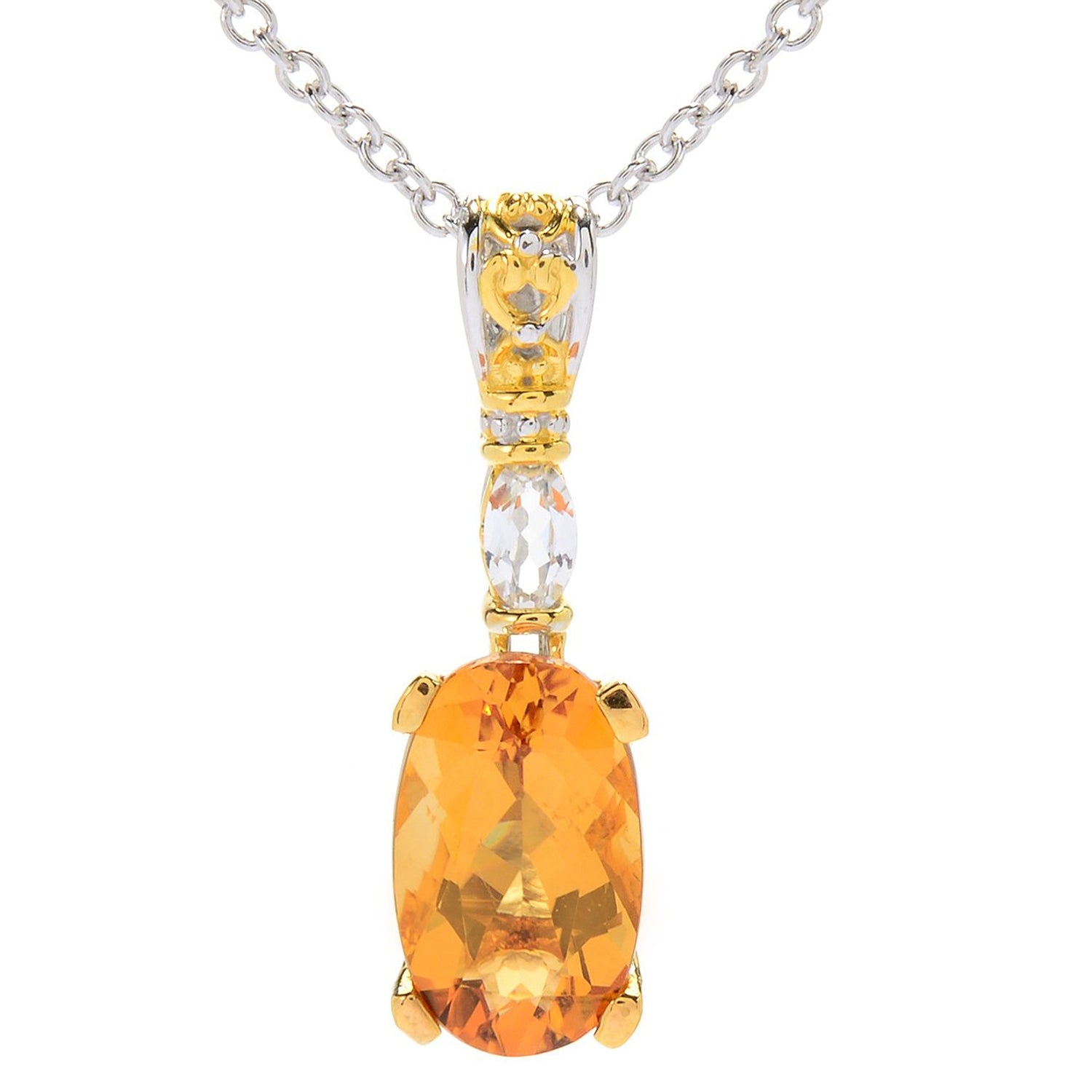 Gems en Vogue 4.20ctw Bolivian Fire Citrine & White Topaz Pendant