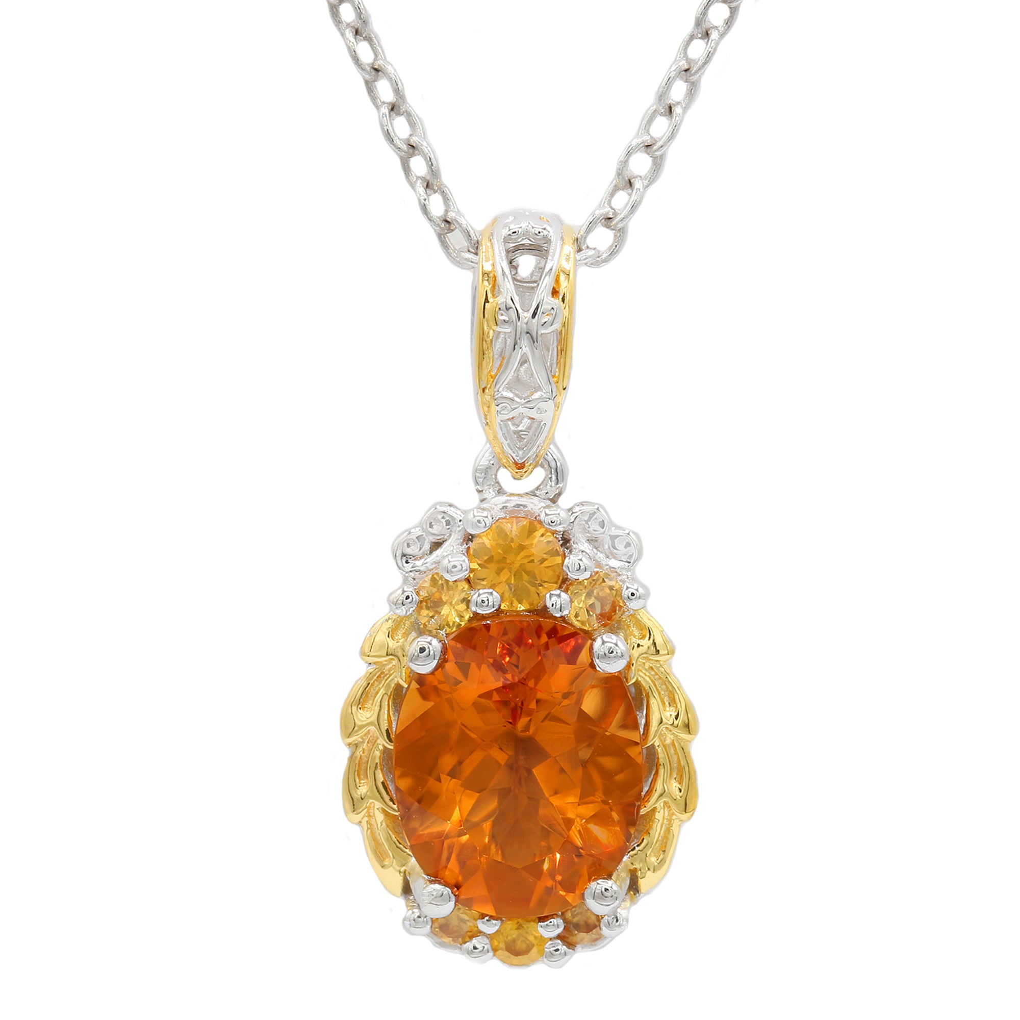 Gems en Vogue 24K Palladium Silver 2.78ctw Bolivian Fire Citrine & Orange Sapphire Pendant