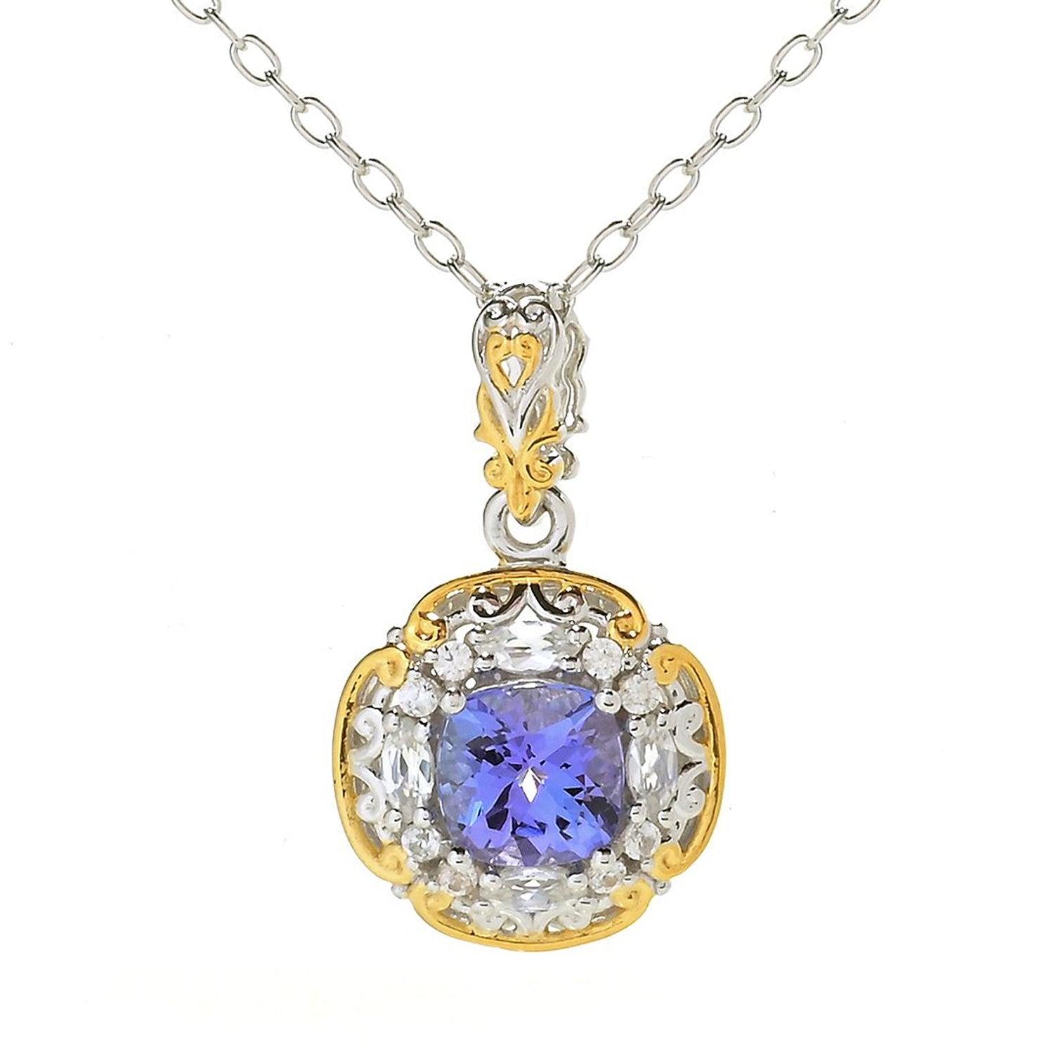 Gems en Vogue 2.18ctw Tanzanite & White Zircon Pendant