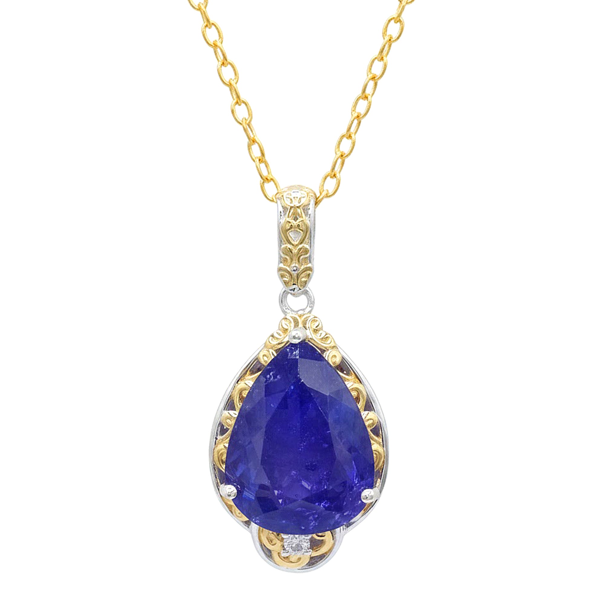 Couture Gems One-of-a-kind 24K Palladium Silver 8.05ctw Tanzanite & White Zircon Pendant