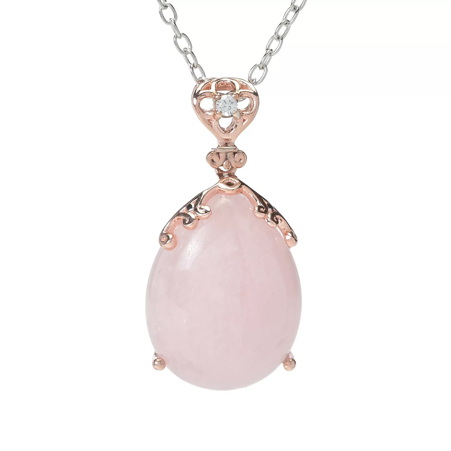 Gems en Vogue Pear Shape Morganite & White Zircon Pendant