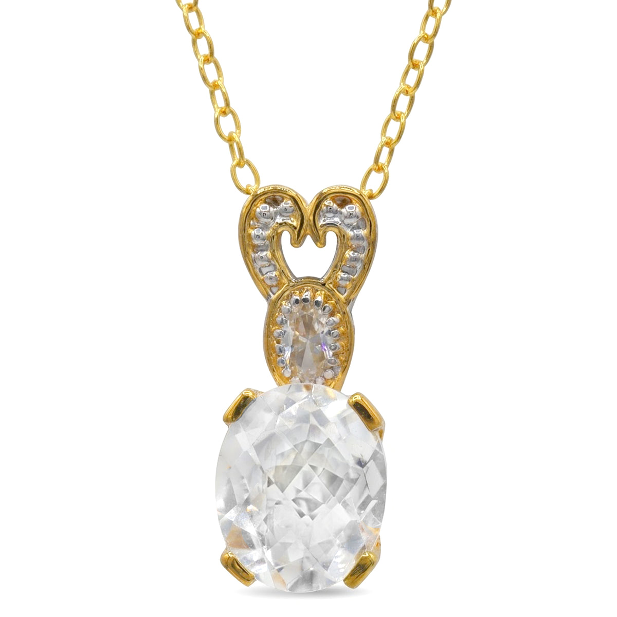 Gems en Vogue 24K Palladium Silver 4.30ctw Clear Quartz & White Zircon Pendant