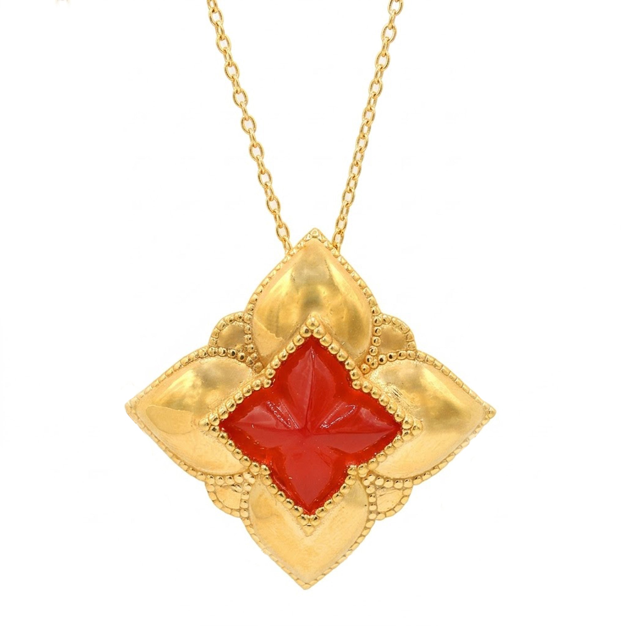 Gems en Vogue 999 Silver Carnelian Flower Pendant