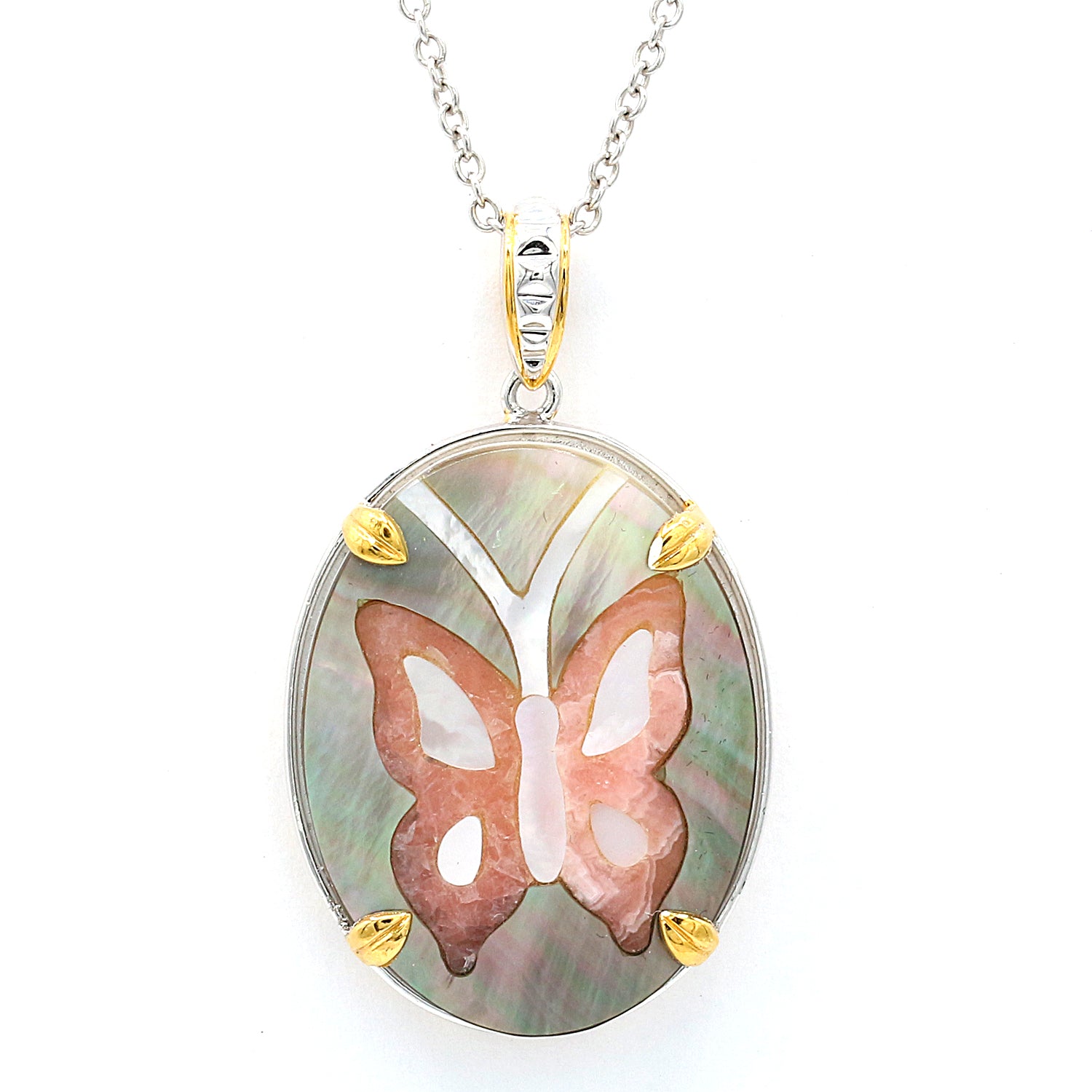 Gems en Vogue Mother-of-Pearl Inlay Butterfly Pendant
