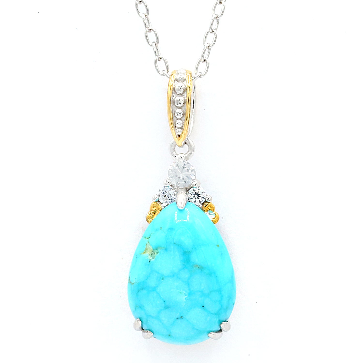 Gems en Vogue Choice of Turquoise & White Zircon Pendant