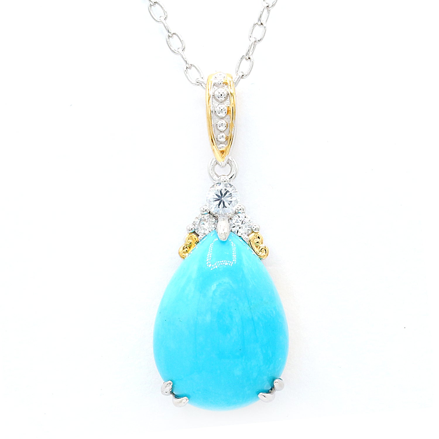 Gems en Vogue Choice of Turquoise & White Zircon Pendant