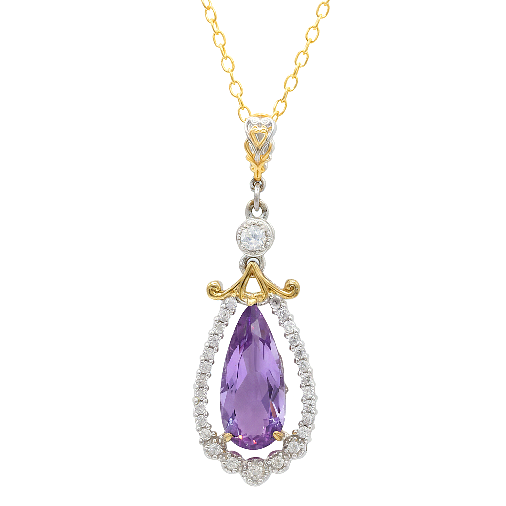 Gems en Vogue One-of-a-Kind 24K Palladium Silver 9.19ctw Pink Amethyst & White Zircon Pendant