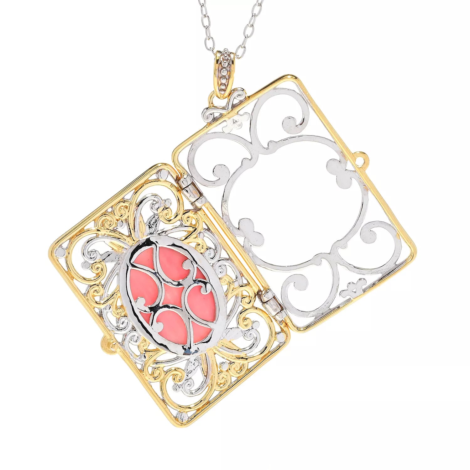 Gems en Vogue Salmon Coral Locket Pendant
