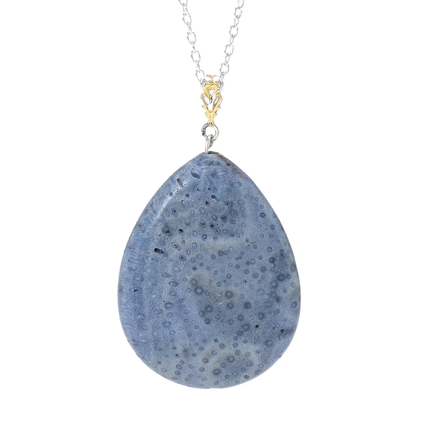 Gems en Vogue Pear Shape Blue Coral Pendant