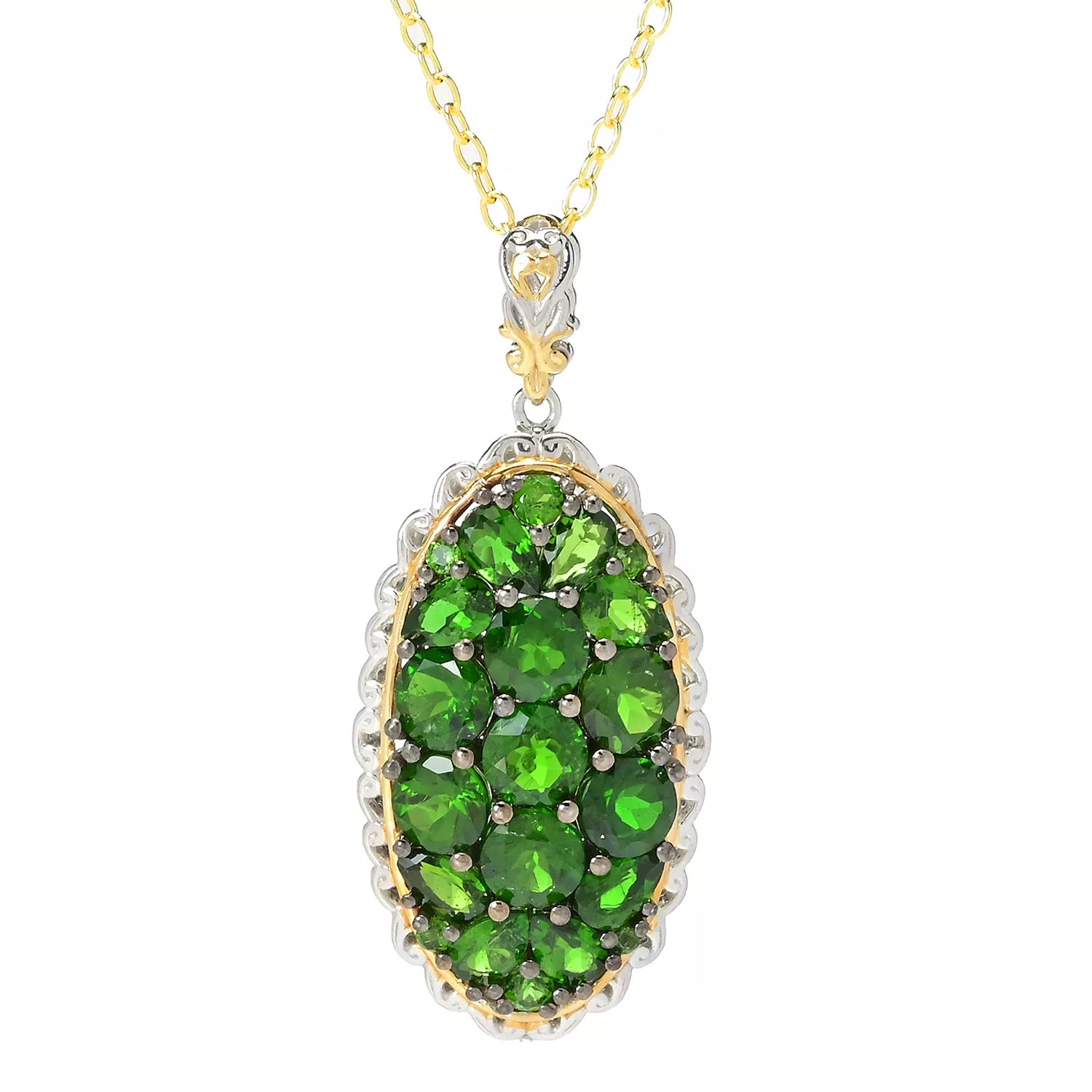 Gems en Vogue 6.05ctw Chrome Diopside Cluster Pendant