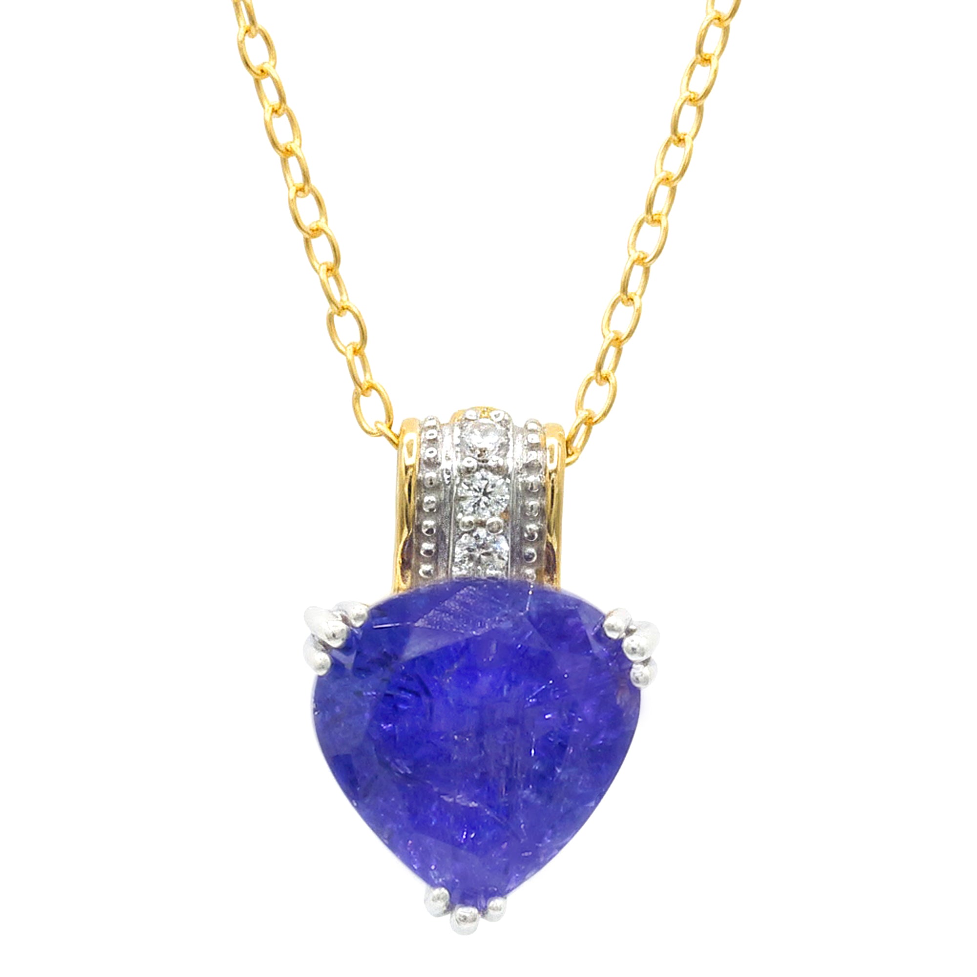 Couture Gems One-of-a-kind 24K Palladium Silver 9.84ctw Tanzanite & White Zircon Pendant