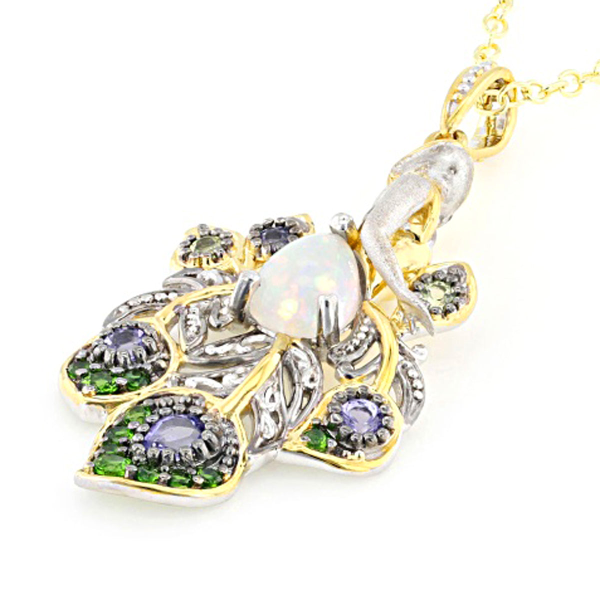 Gems en Vogue 24K Palladium Silver Ethiopian Opal & Multi Gemstones Mermaid/Fairy Pendant