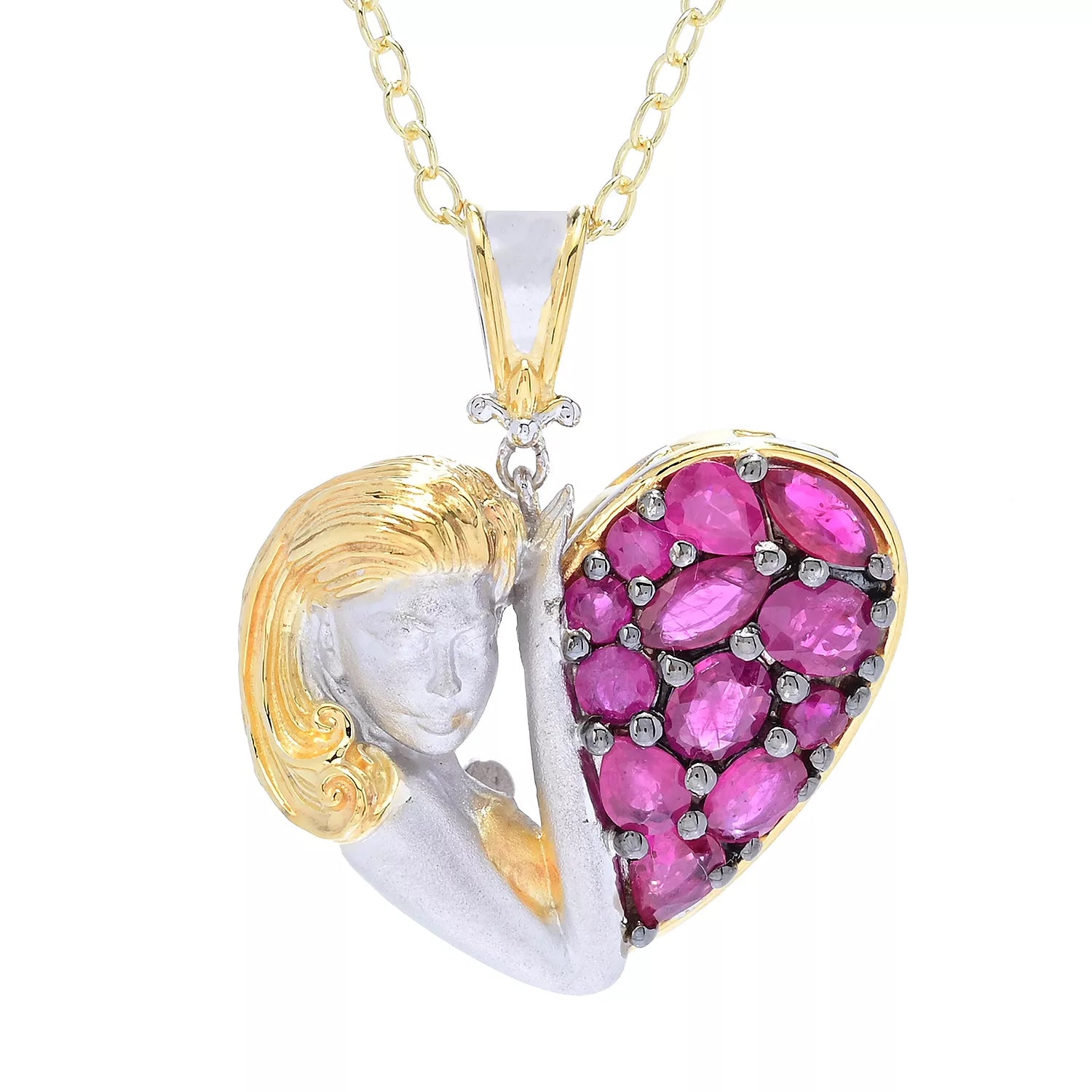 Gems en Vogue 1.96ctw Ruby Heart Lady Pendant
