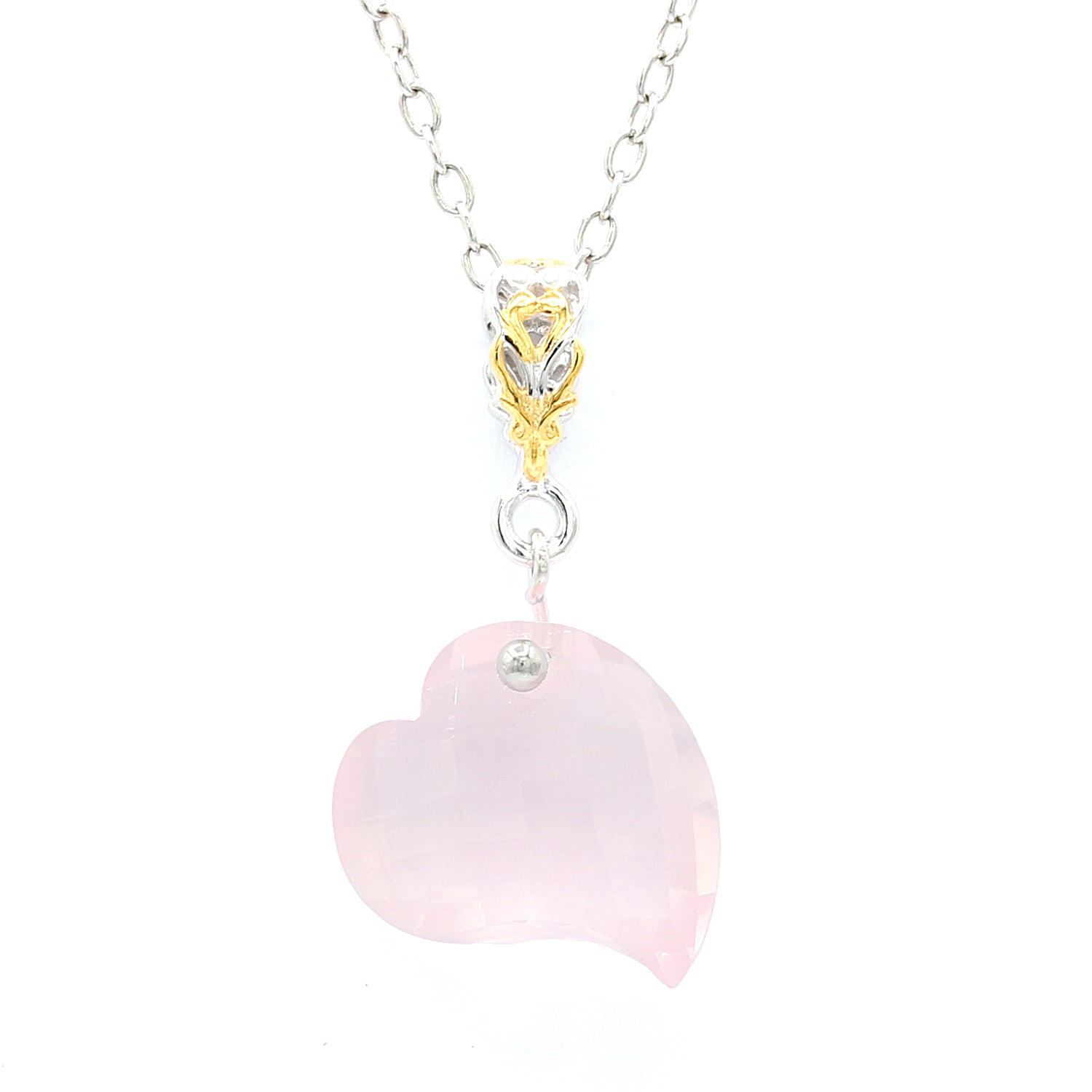 Gems en Vogue 7.50ctw Rose Quartz Heart Pendant