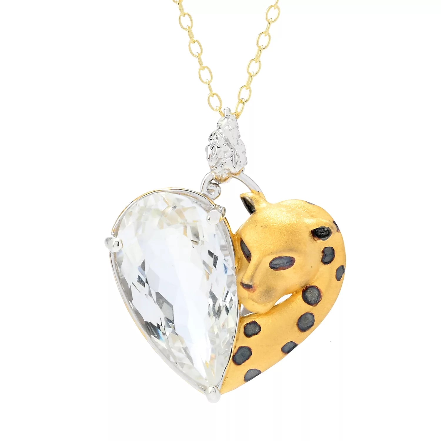 Gems en Vogue 12.37ctw Clear Quartz Heart of the Panther Pendant