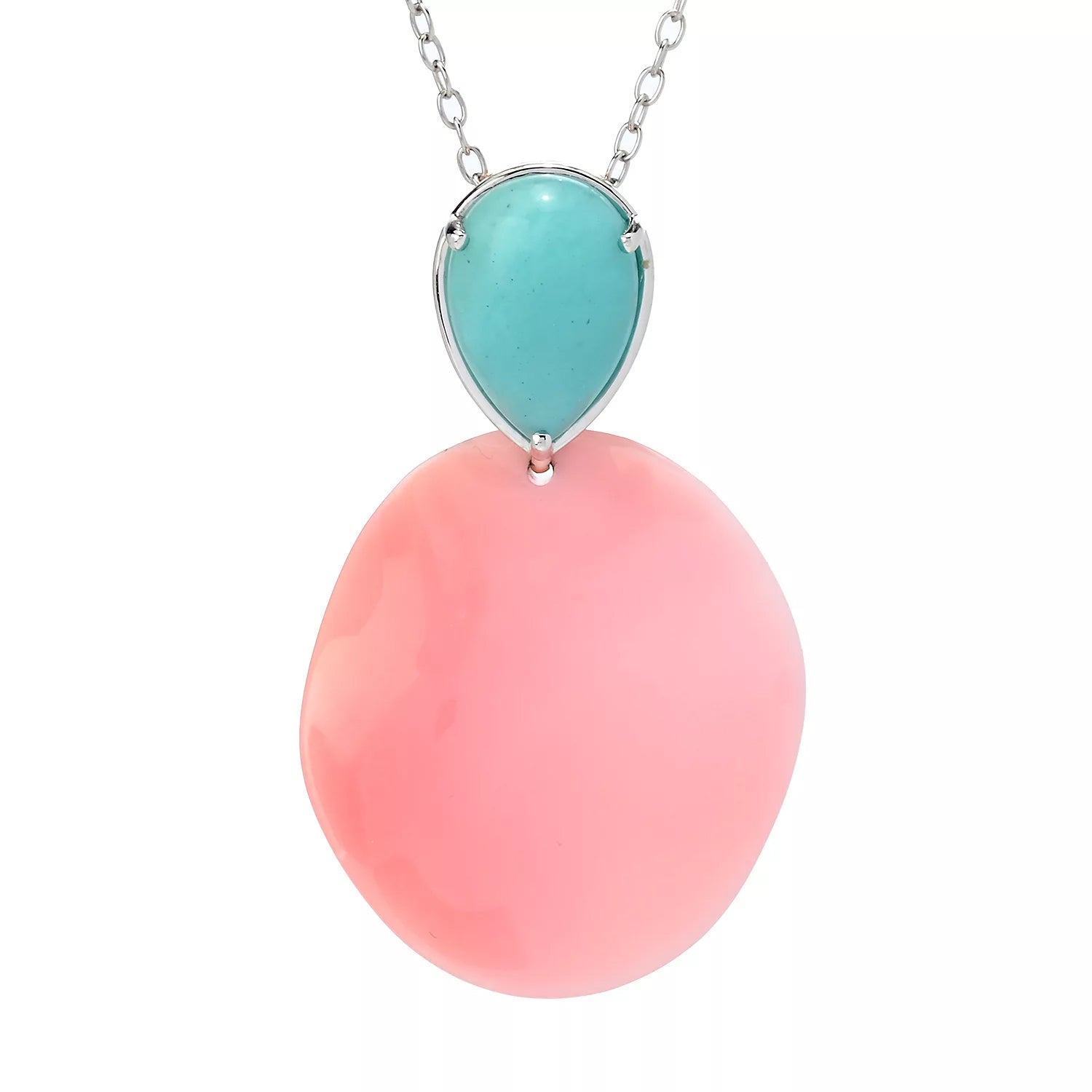 Gems en Vogue Pink Conch Shell & Amazonite Pendant