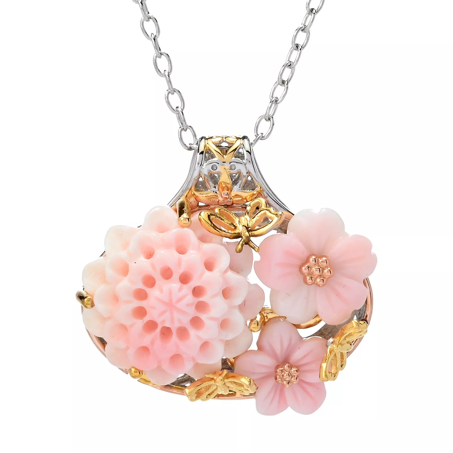 Gems en Vogue Pink Conch Shell Flower Pendant