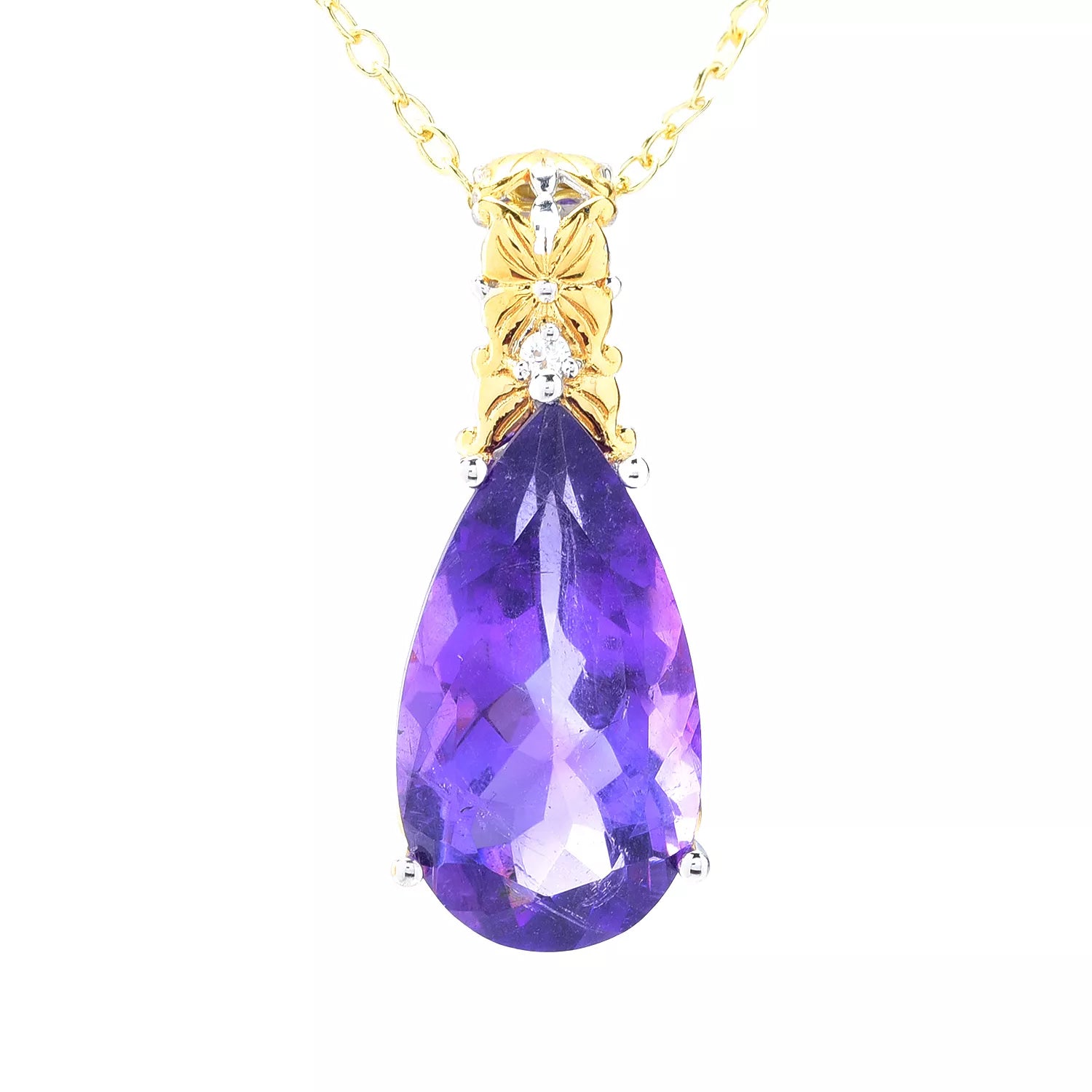 Gems en Vogue 10.50ctw African Amethyst & White Zircon Pendant