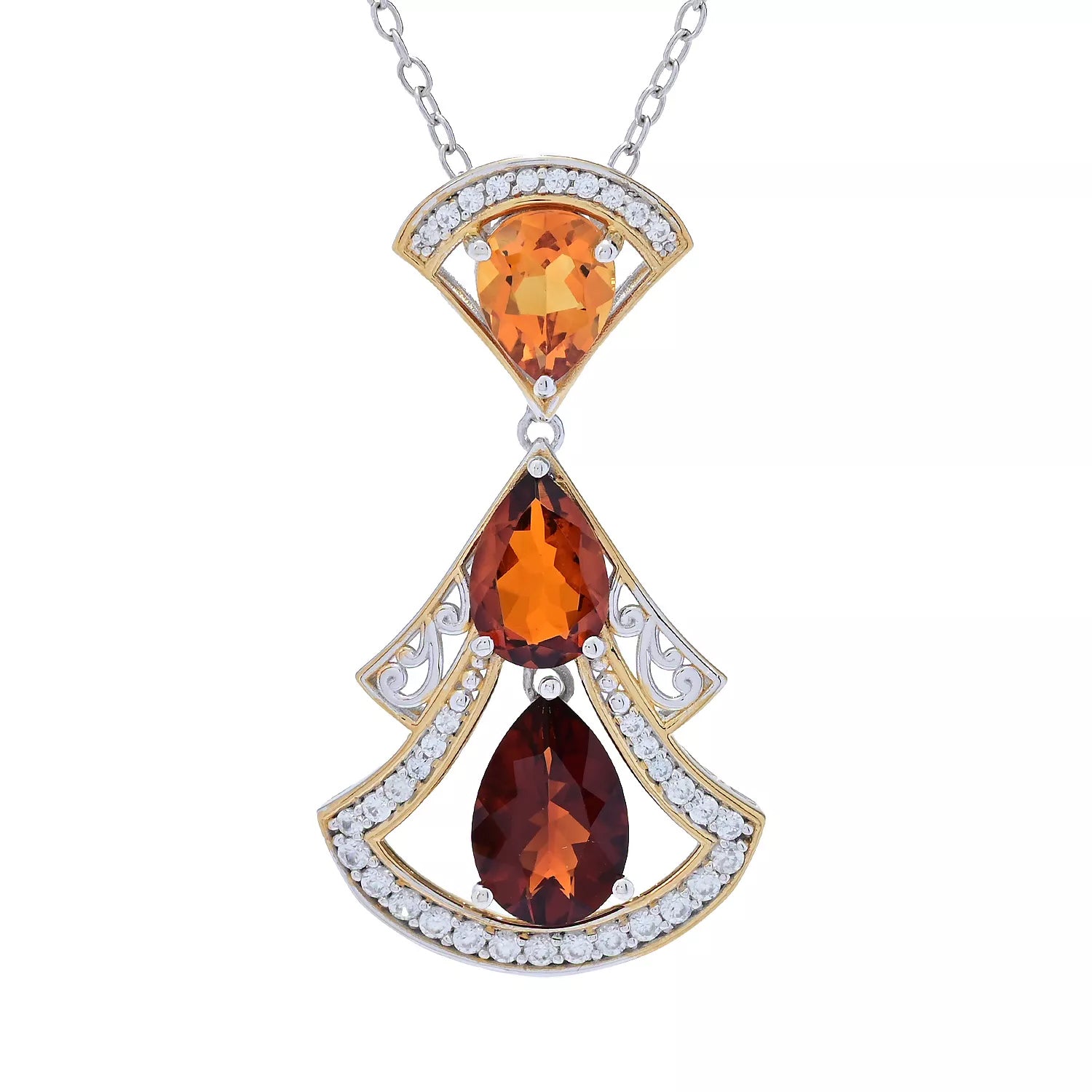 Gems en Vogue 6.82ctw Shades of Citrine & White Zircon Pendant